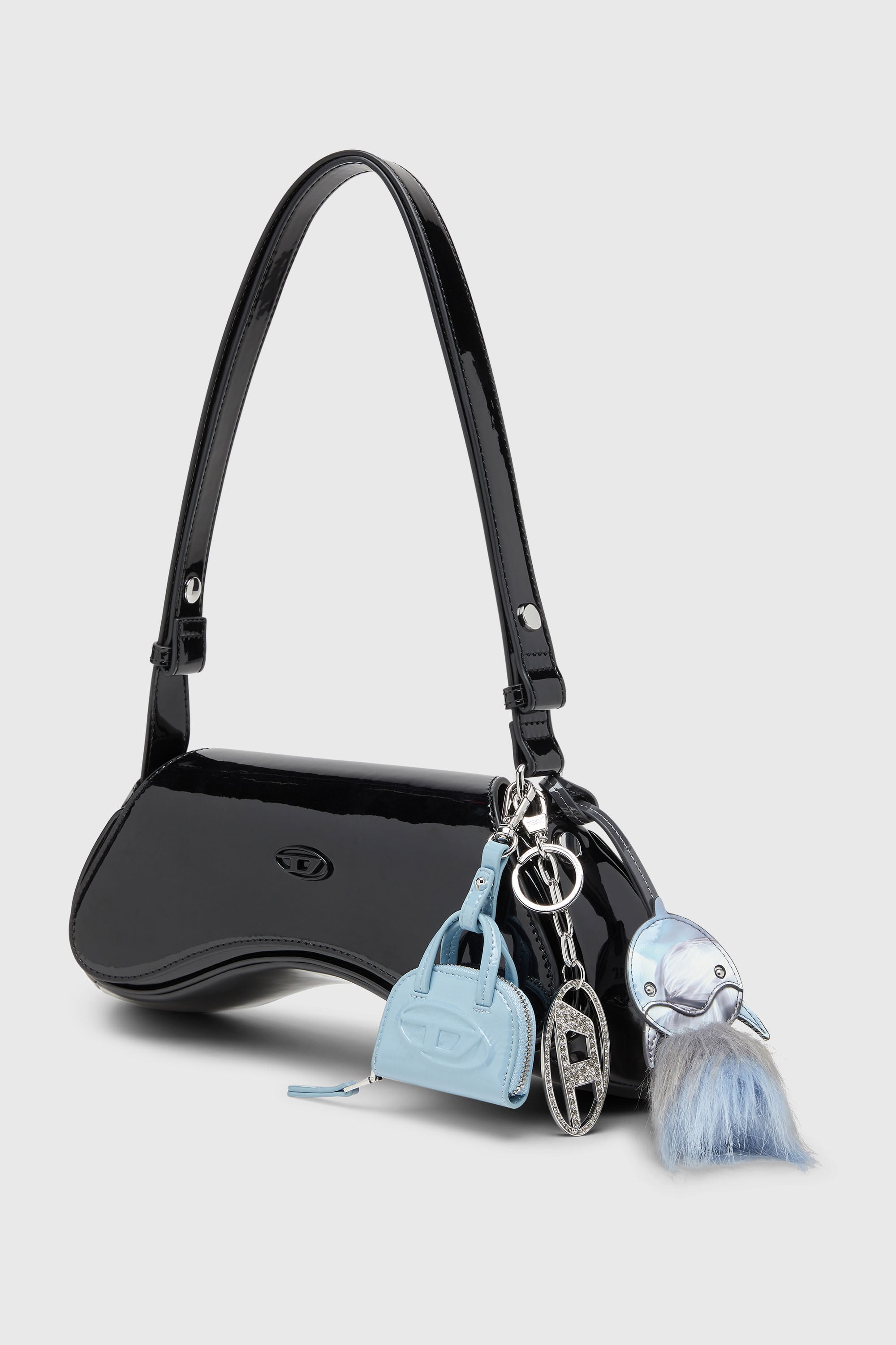 Diesel - HOLY-C, Woman's Metal Oval D keyring with crystals in Silver - 2