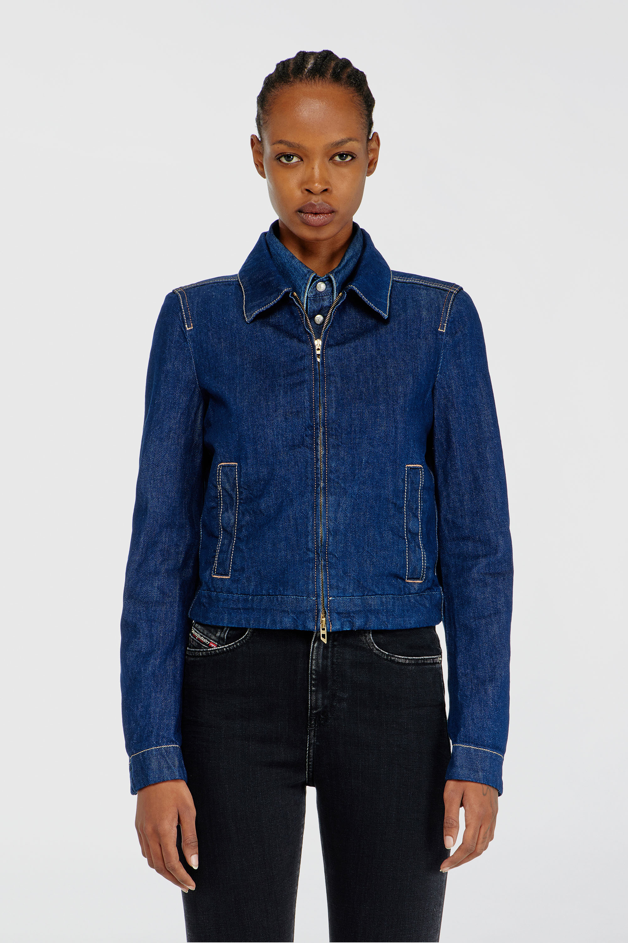 Diesel - DE-CORB, Giacca coach in denim rinse Donna in Blu - 3