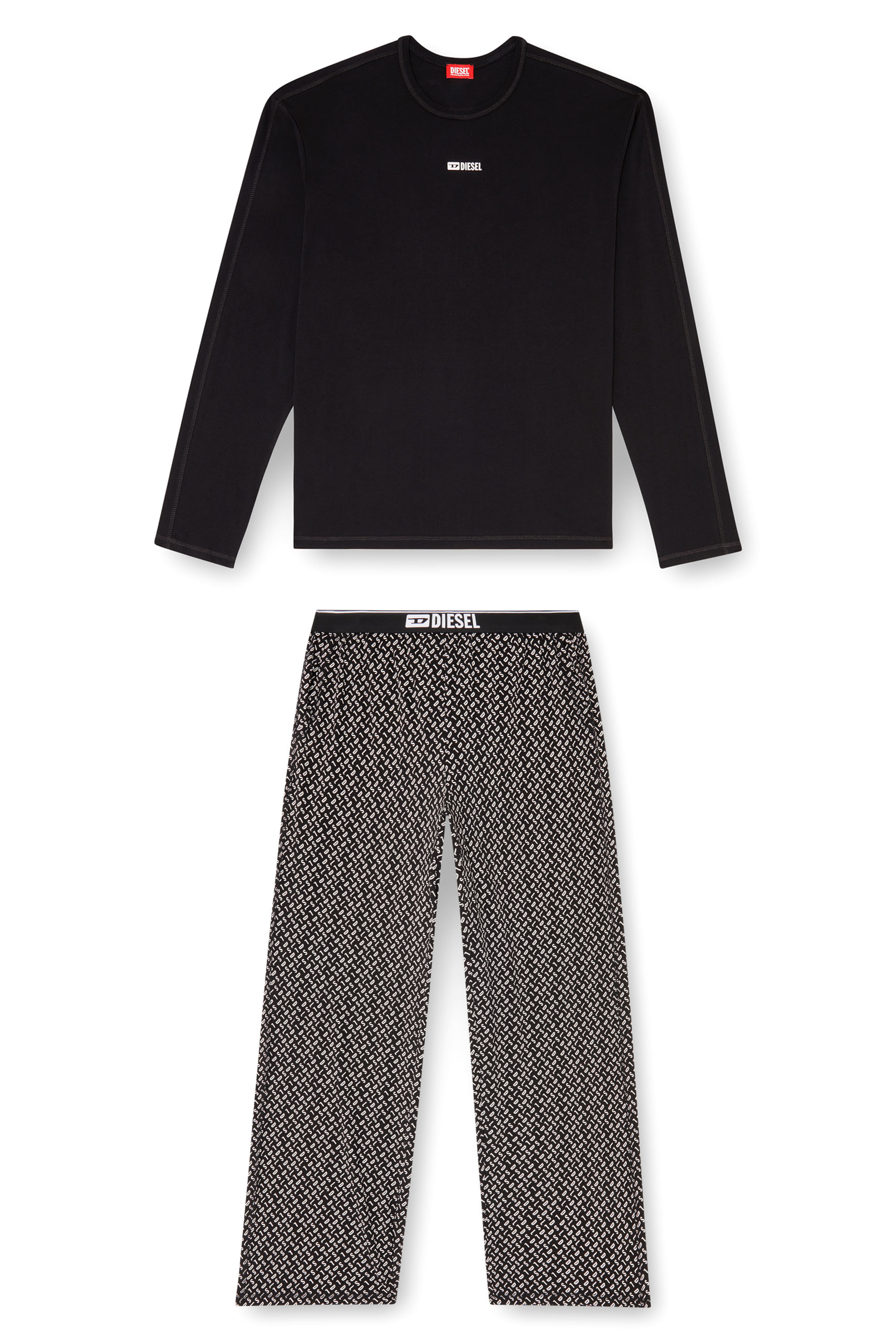 Diesel - SET-NOLAN-D-BOX, Pigiama set in cotone con pantaloni stampati Uomo in Nero - 4