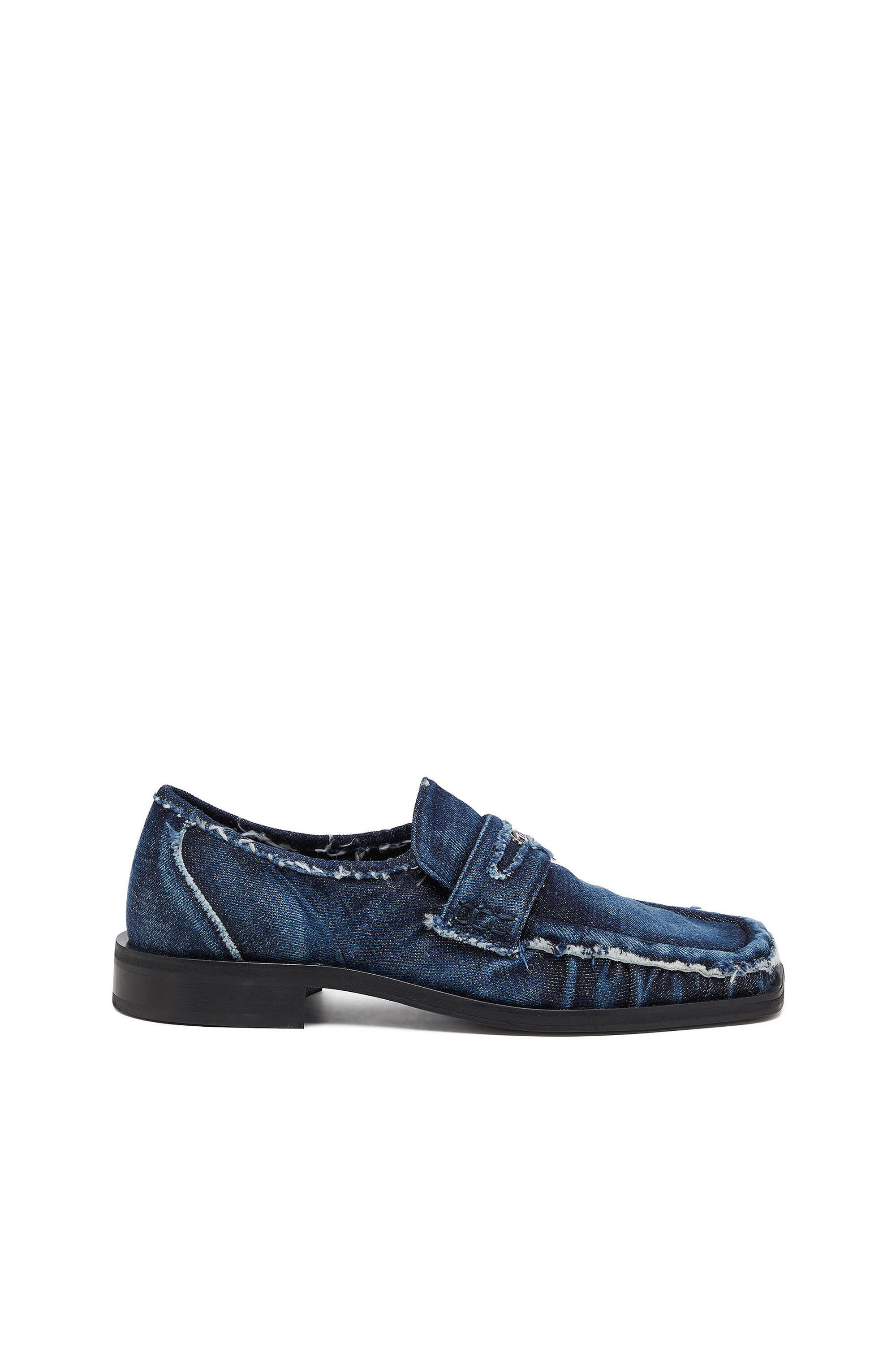 Diesel - D-AMBER LOAFER, D-Amber - Penny loafers in denim a taglio vivo Uomo in Blu - 1