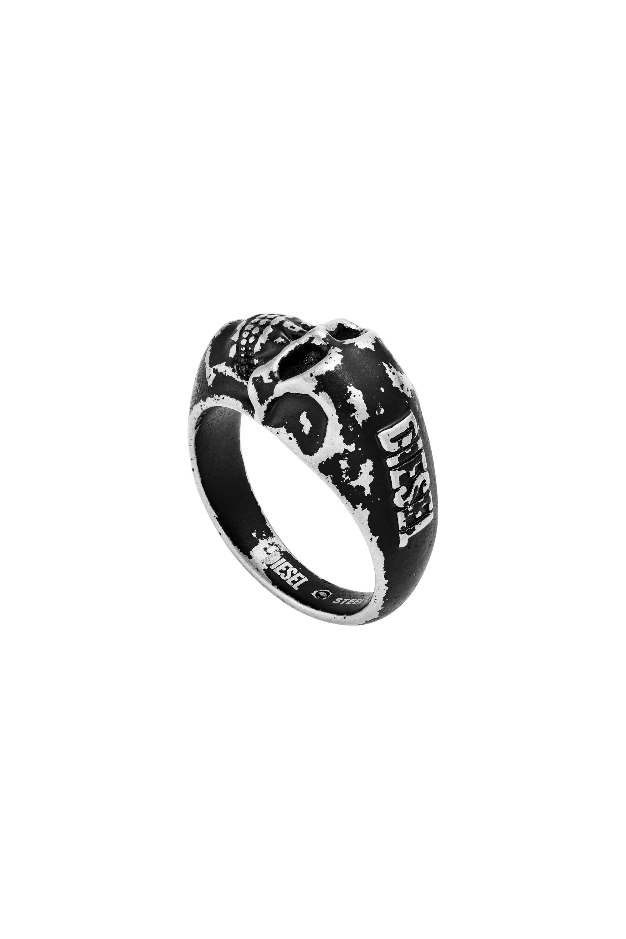 Diesel - DX1579040 JEWEL, Anello in acciaio inossidabile con teschio Unisex in Nero - 2