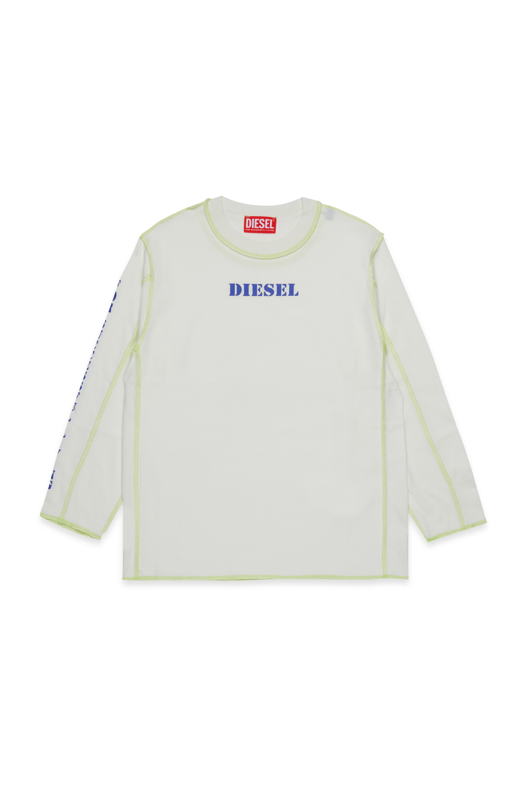 Diesel - TCRAORLS OVER, T-shirts in cotone con cuciture a contrasto Uomo in Bianco - 1