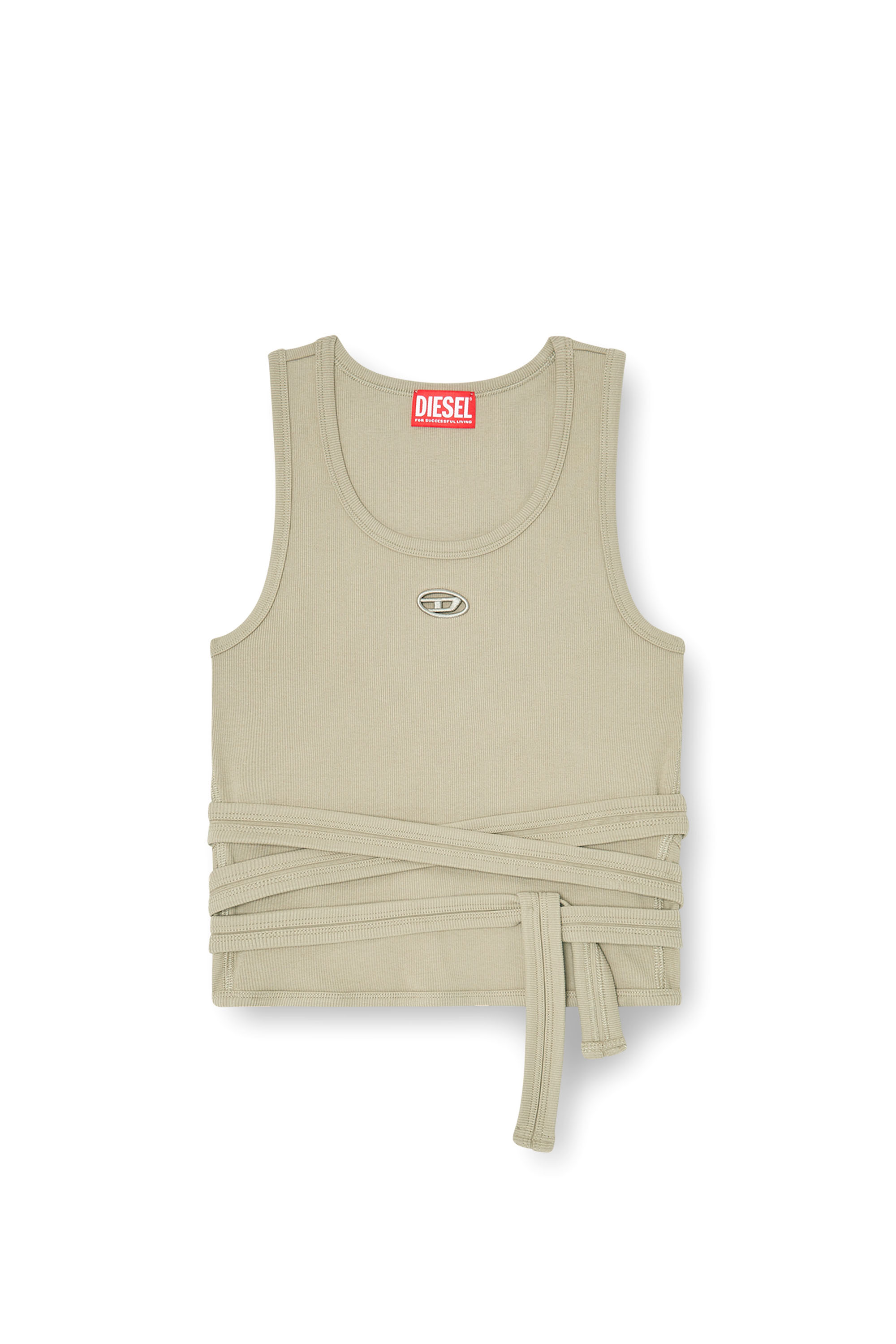 Diesel - T-ANKY-TAIL-S1, Crop top con design avvolgente Donna in Beige - 3