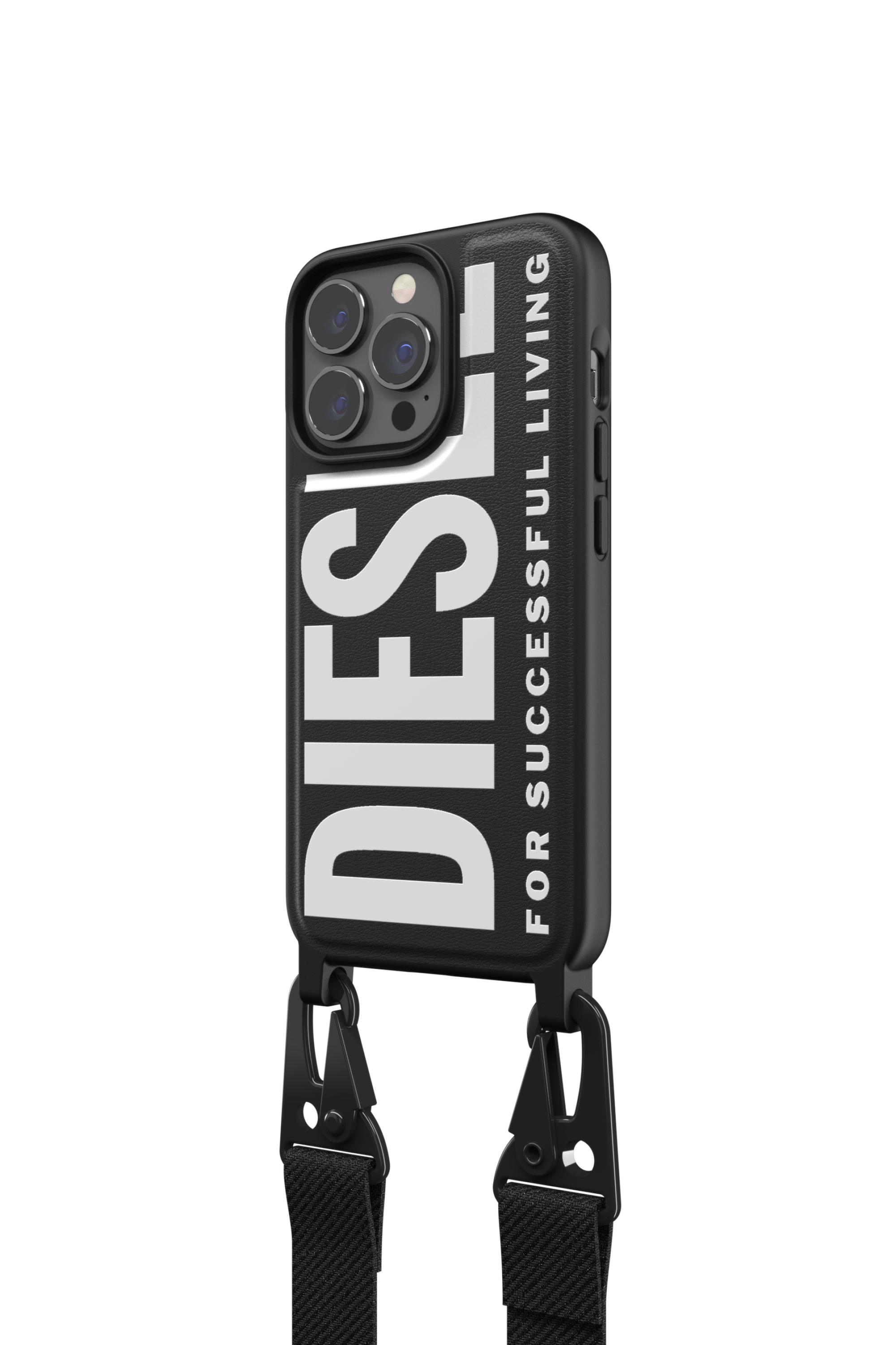 Diesel - 47169 NECKLACE CASE, Custodia rigida con cordino per iPhone 13/13 Pro Unisex in Nero - 4