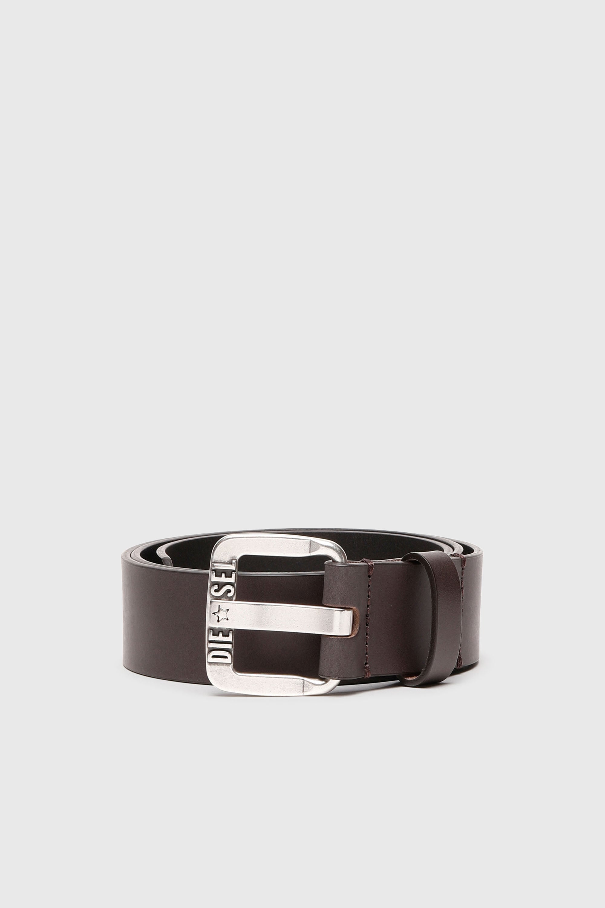 Diesel - B-STAR II, Cintura 3.9 cm in pelle con fibbia in metallo con logo a stella Uomo in Marrone - 1