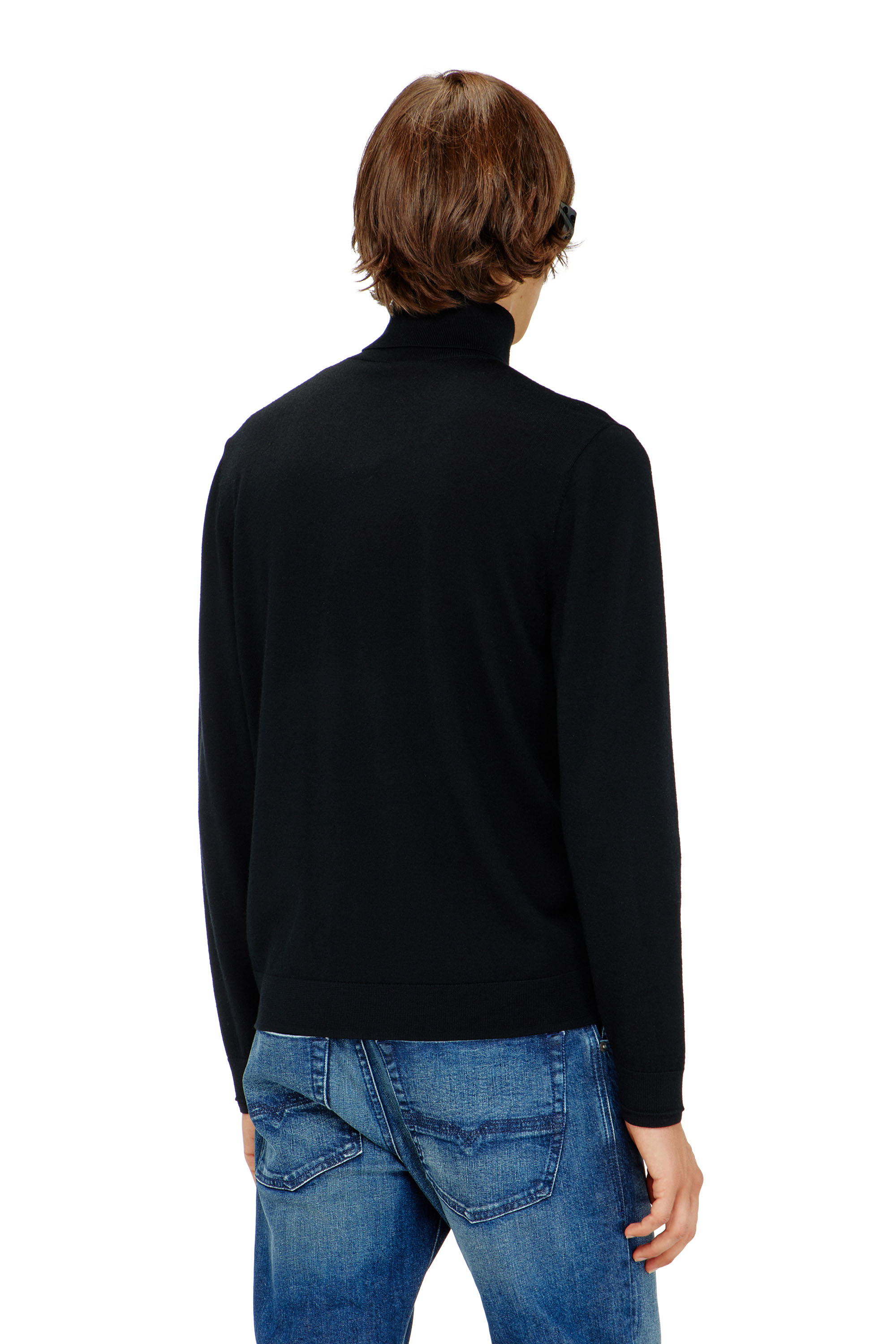 Diesel - K-VARTA, Dolcevita in lana con logo cut-out Uomo in Nero - 4