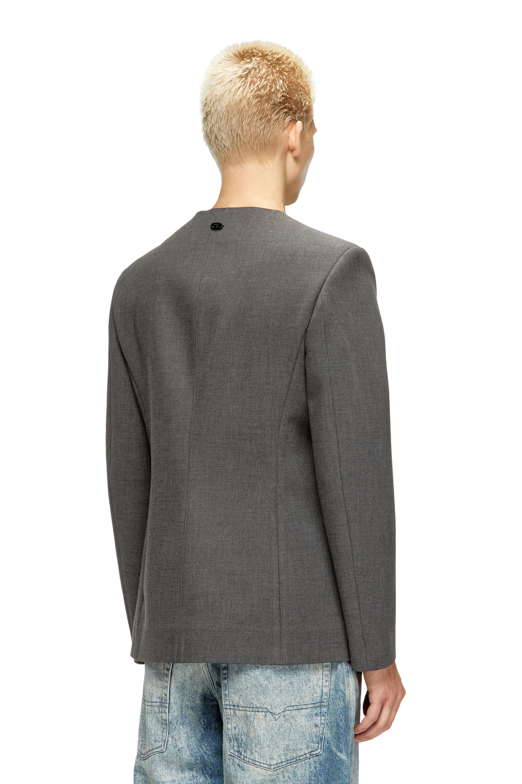 Diesel - J-CESAR-NEO, Giacca senza colletto in tessuto in neoprene doppio Uomo in Grigio - 4