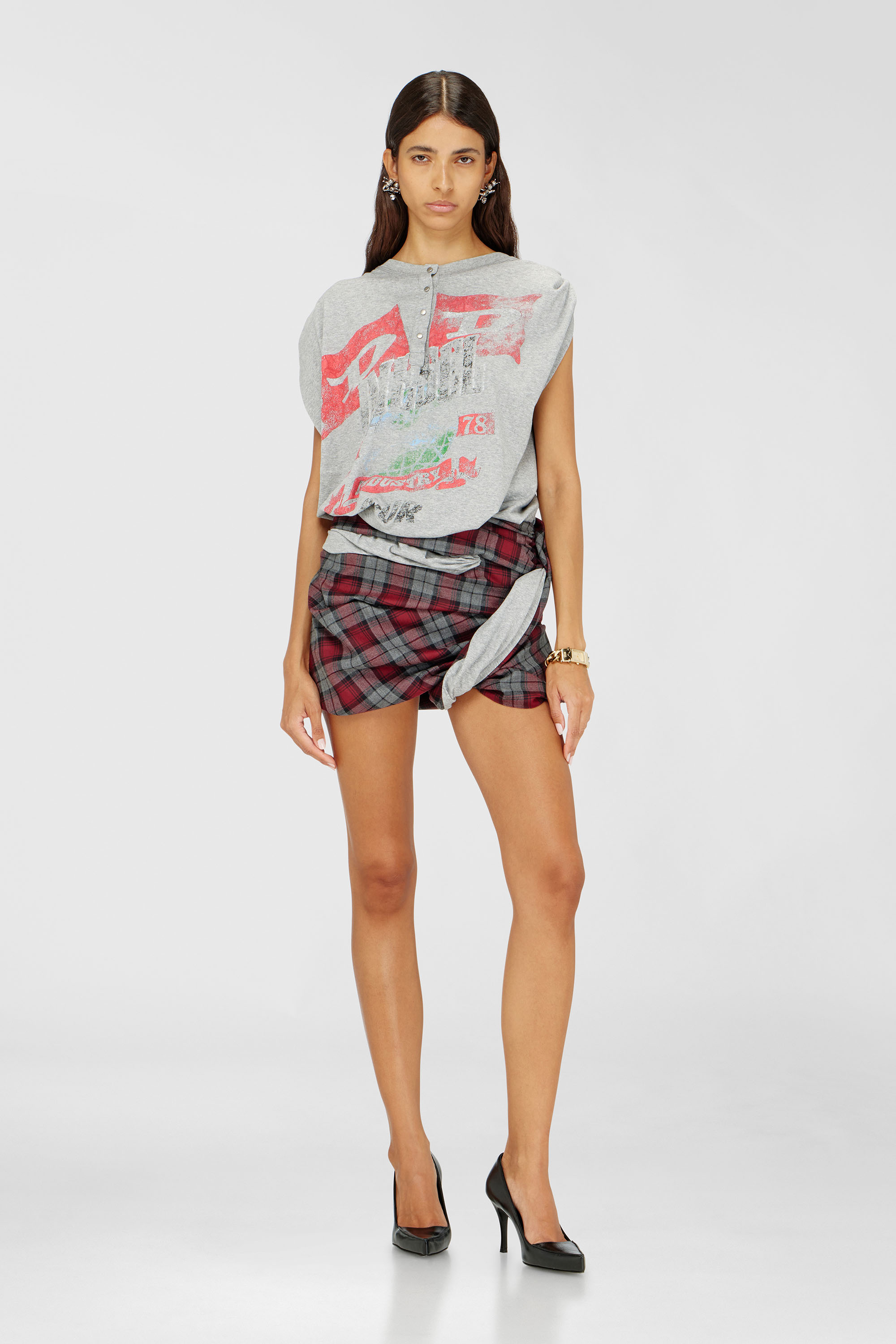 Diesel - J-VOXA-CHECK, Tuta in jersey e lana a quadri Donna in Multicolor - 1