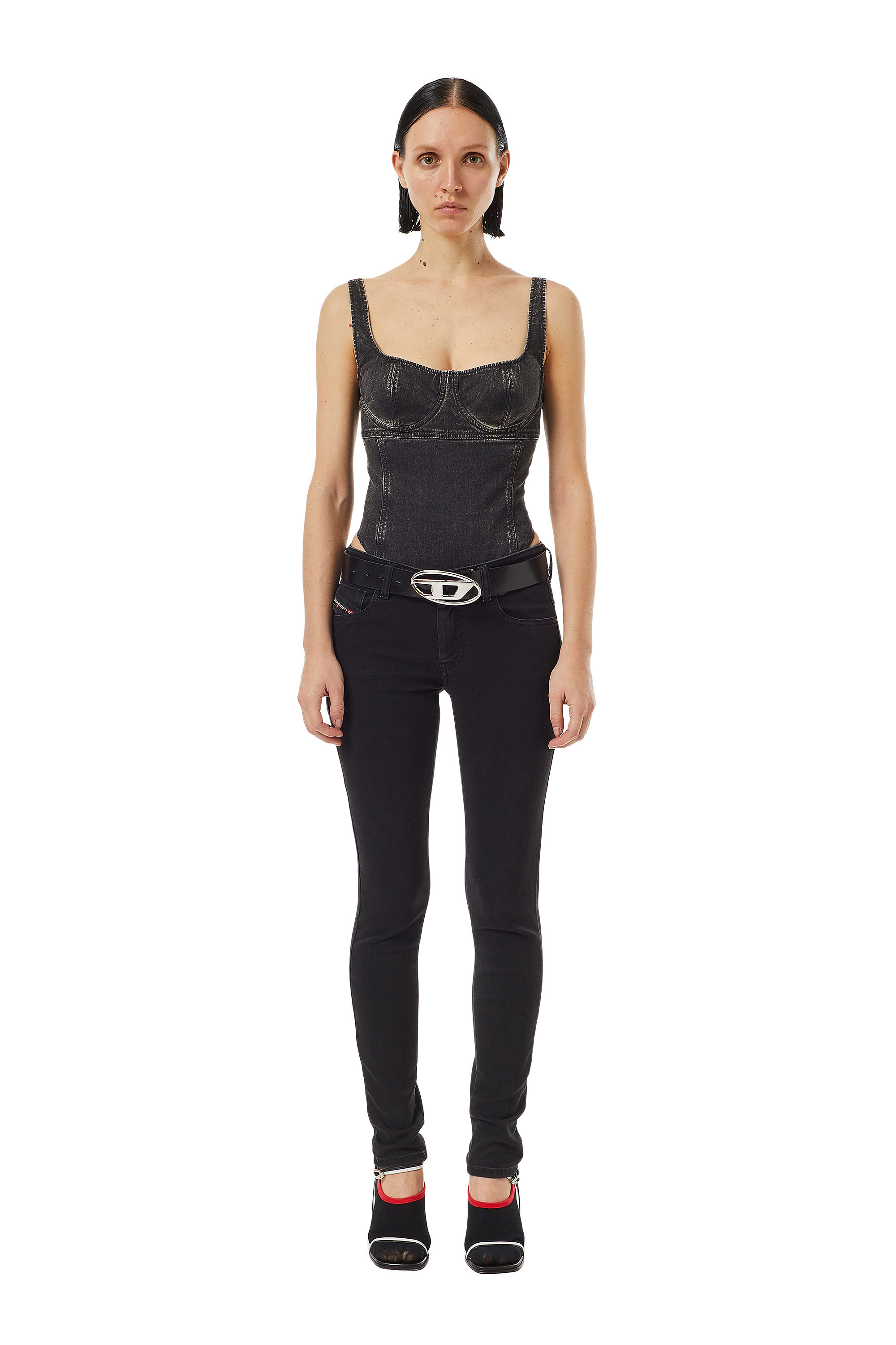 Diesel - 2018 Slandy low Z69VW Super skinny Jeans, Nero/Grigio scuro - Image 5