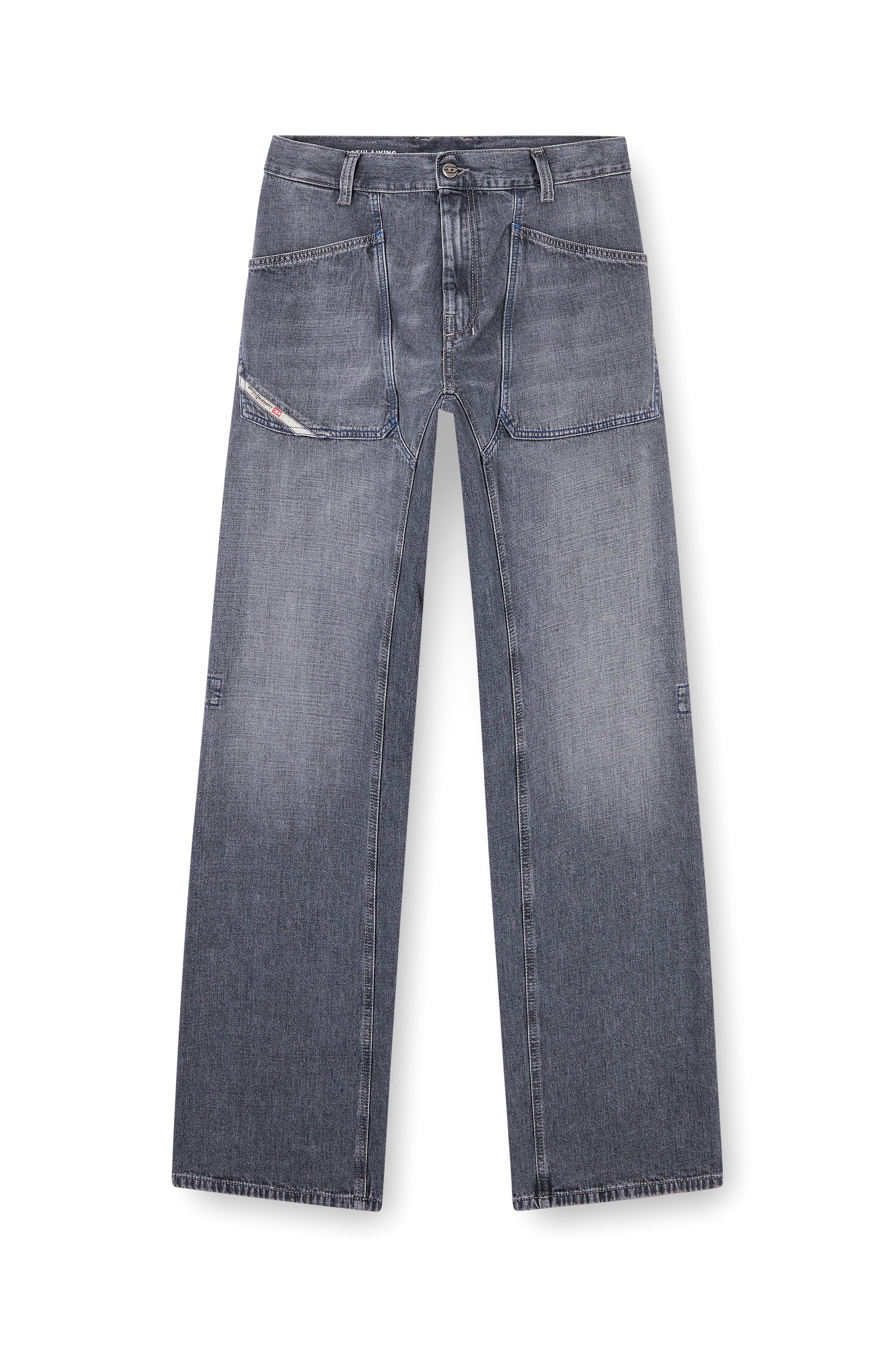 Diesel - Relaxed Jeans D-Zeta 09N83 Uomo, Grigio - Image 3