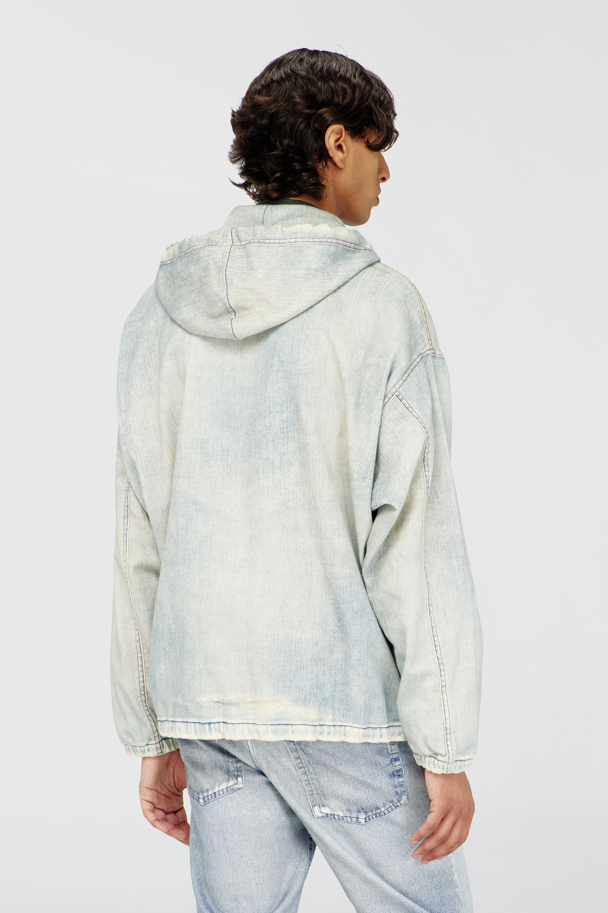 Diesel - D-WYNNY JOGG, Giacca JoggJeans con cappuccio effetto trompe l&rsquo;oeil Uomo in Blu - 4