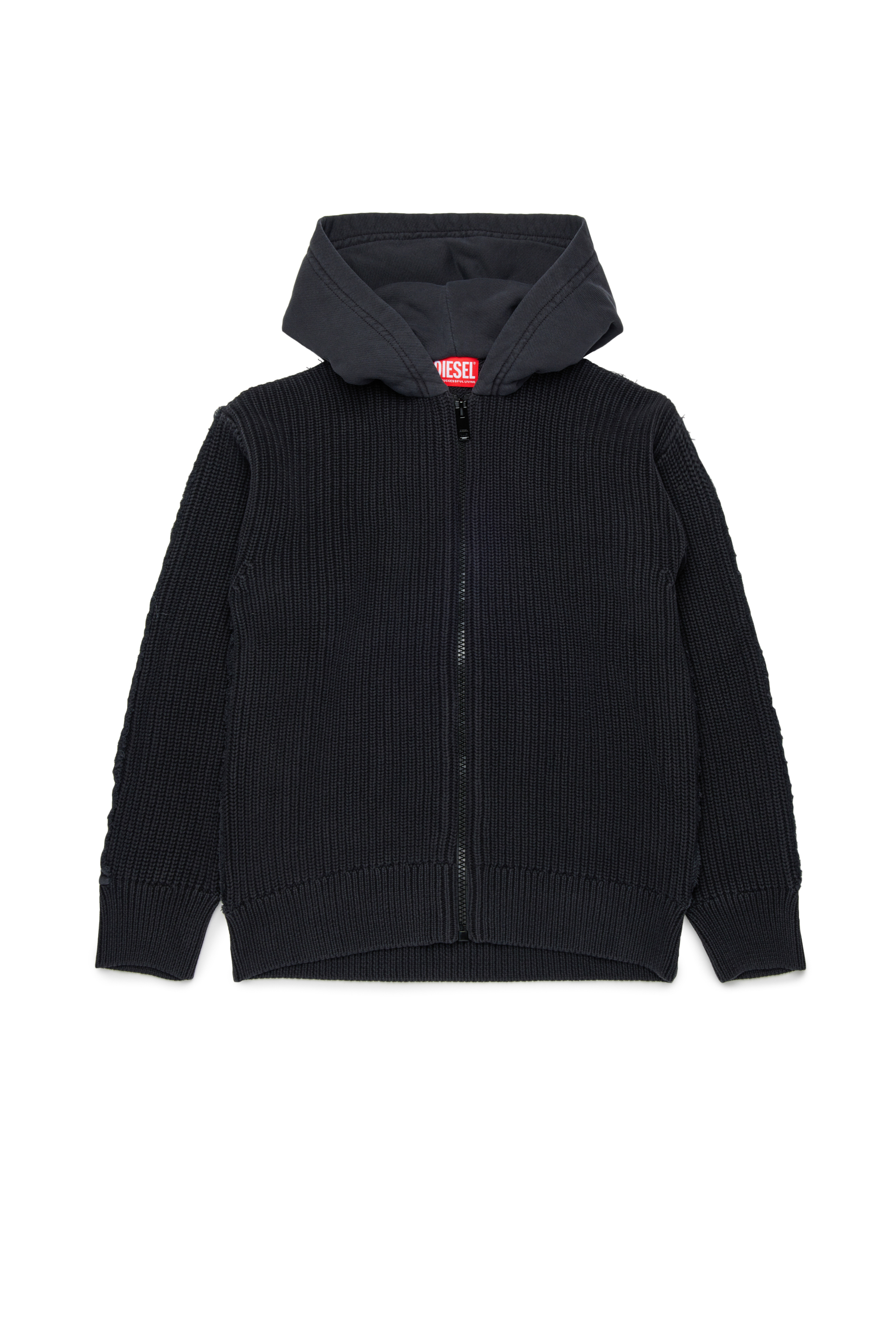 Diesel - KOBERTO OVER, Hoodie in cotone con zip Uomo in Nero - 1