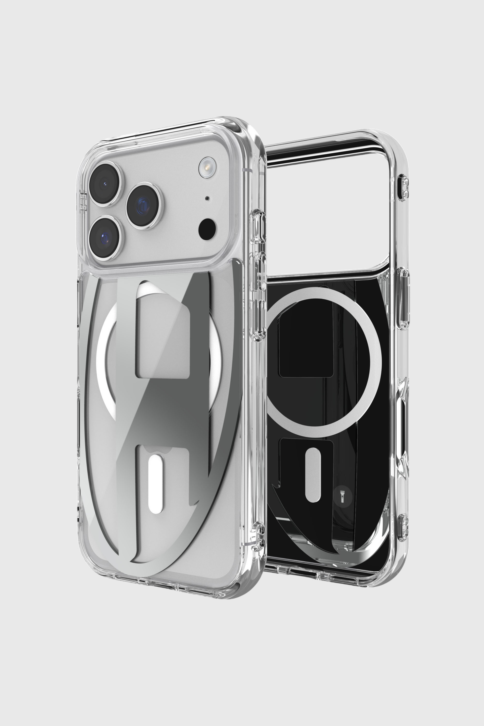 Diesel - 60413 AOP CASE, Custodia Oval D Metallic con Magsafe per iPhone 17 Pro Unisex in Grigio - 1