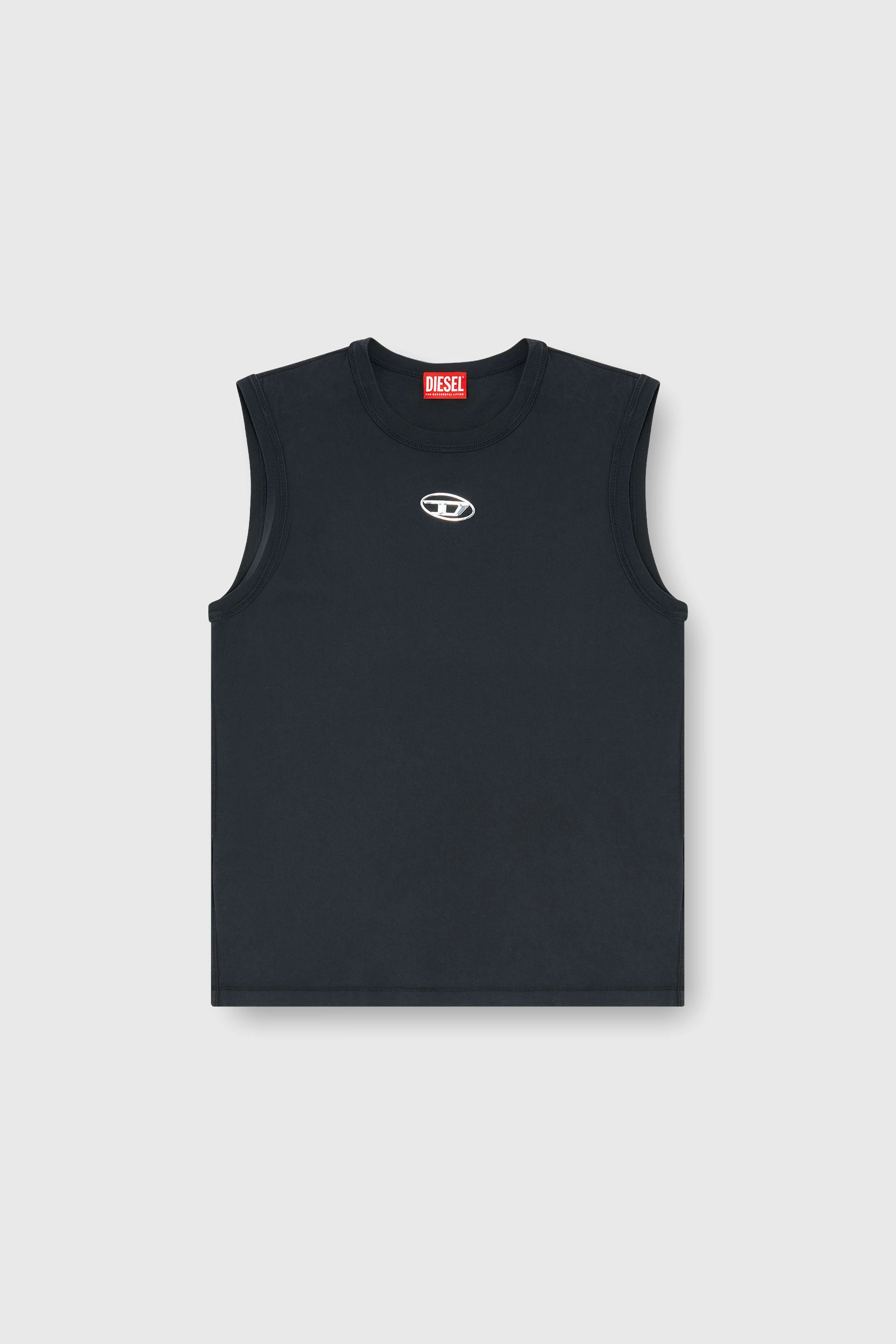 Diesel - T-BISCO-IOD, Canotta in cotone con Oval D metallizzata Uomo in Nero - 2