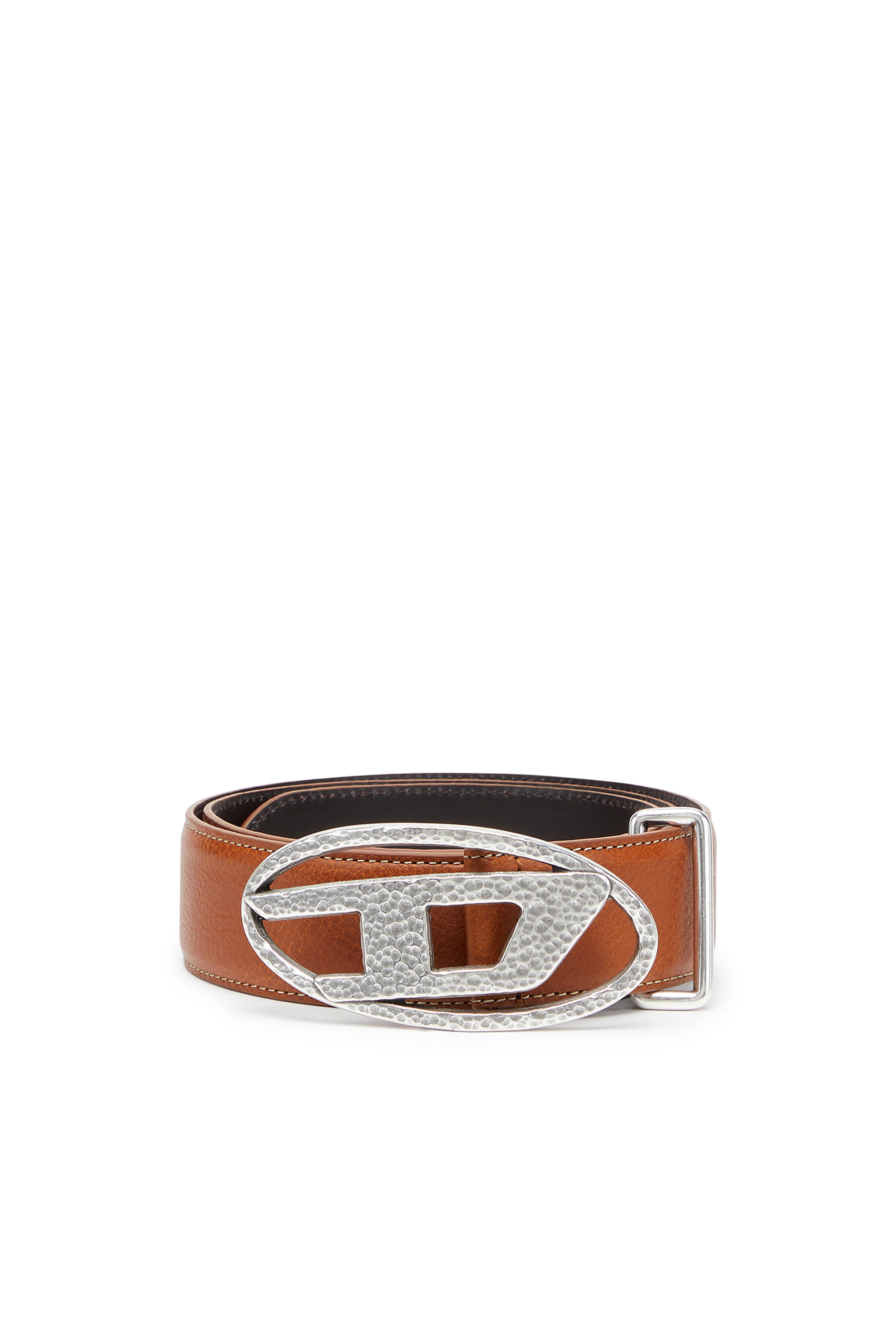 Diesel - B-1DR, 4cm cintura in pelle con fibbia Oval D martellata Unisex in Marrone - 1