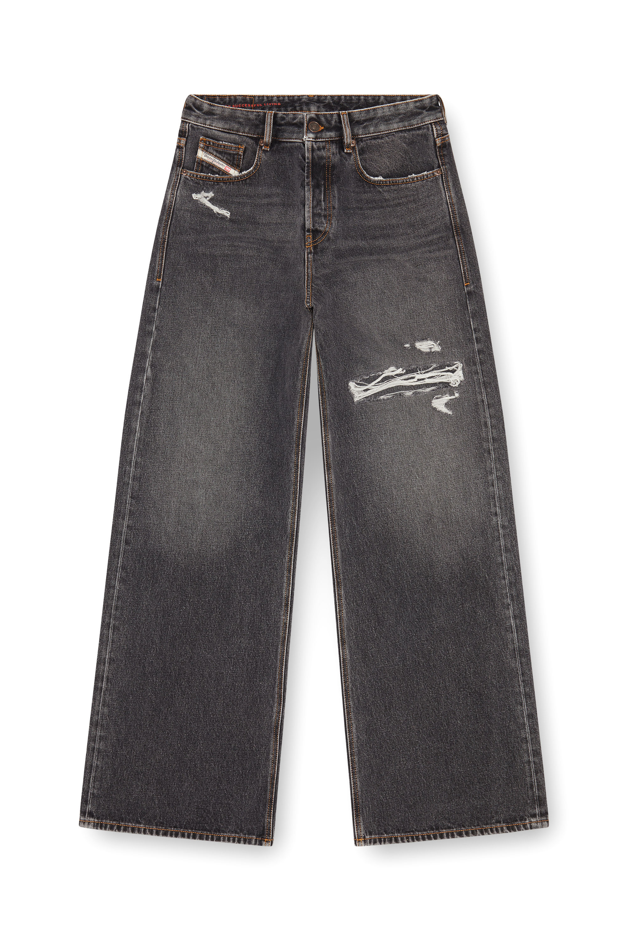 Diesel - Relaxed Jeans D-Rise 007F6 Uomo, Nero/Grigio scuro - Image 3