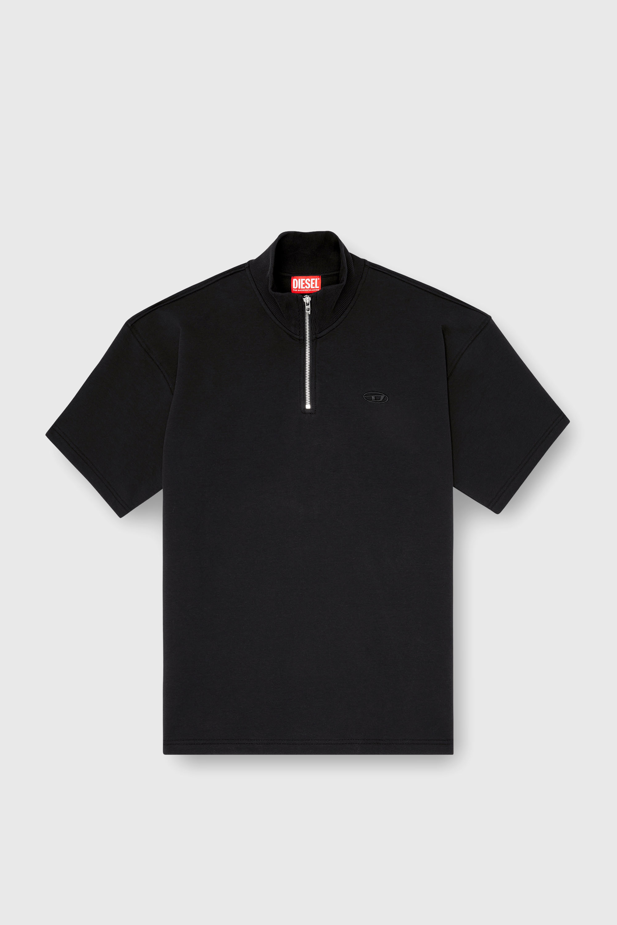 Diesel - S-CUBY, Felpa a manica corta con zip in scuba leggero Uomo in Nero - 2