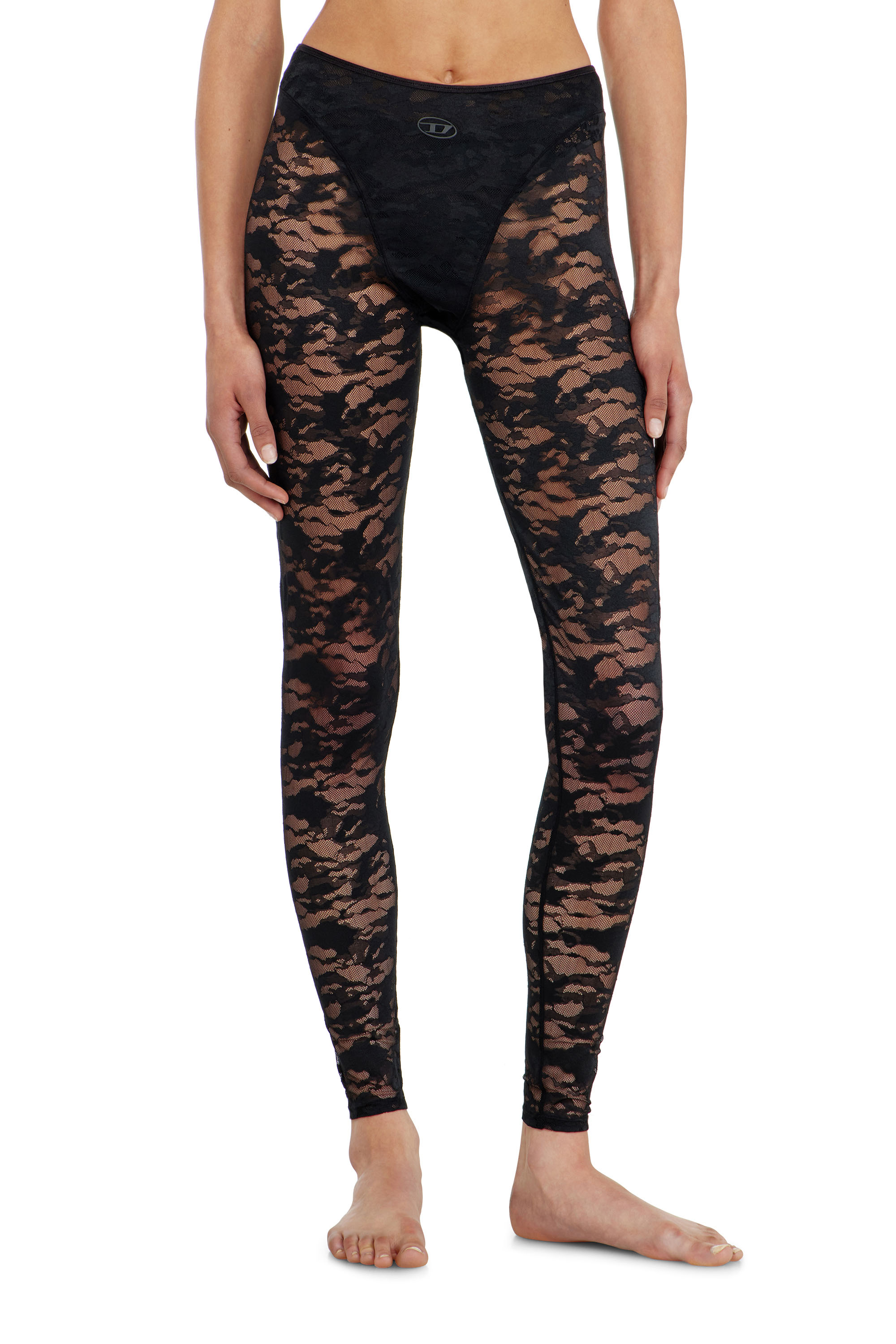 Diesel - HAYLEY-UTLT, Leggings in nylon pizzo camouflage Donna in Nero - 2