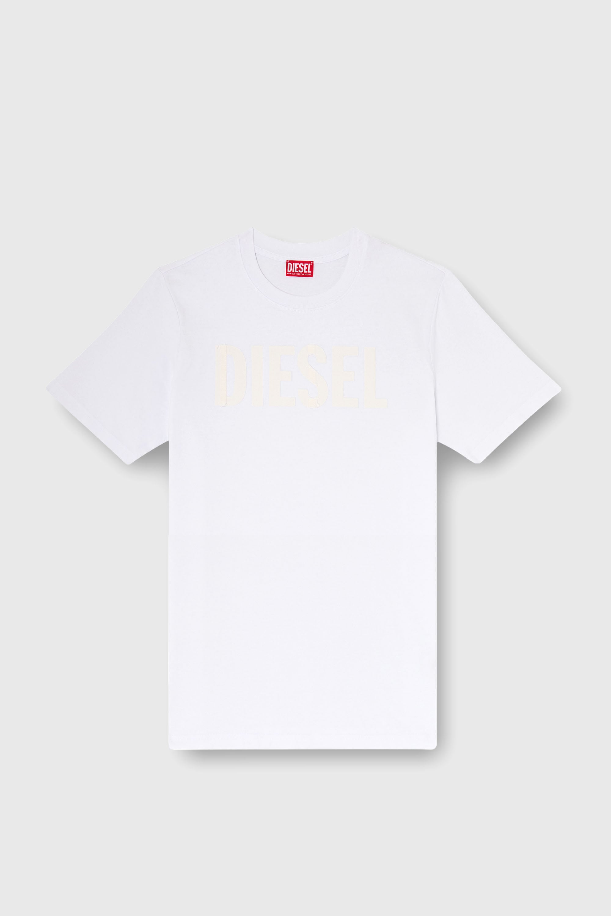 Diesel - T-JUST-APP-T92, T-shirt in cotone con stampa logo Diesel tono su tono Uomo in Bianco - 2