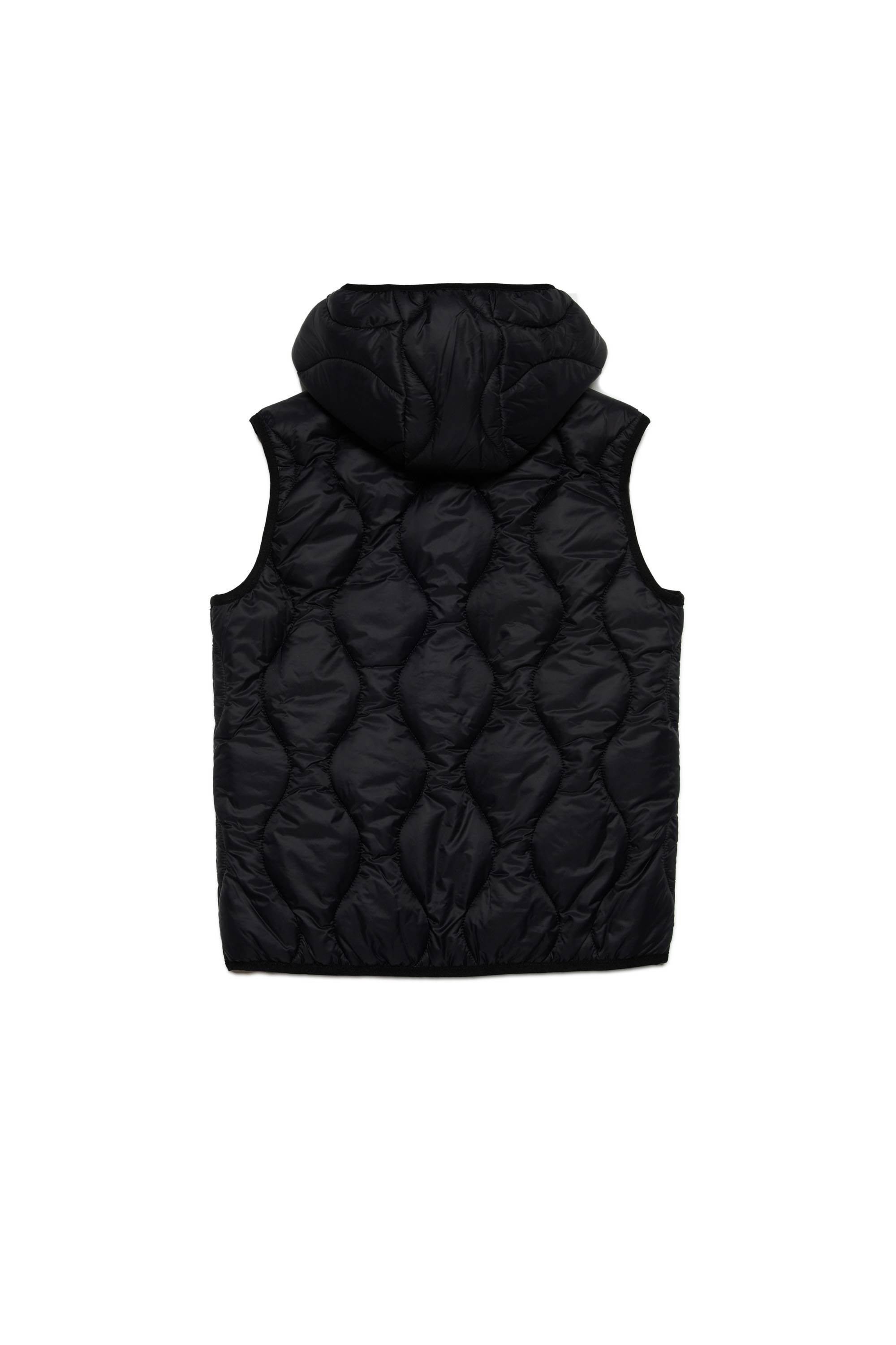 Diesel - JSLASH, Unisex Hooded vest in quilted nylon in Black - Image 2