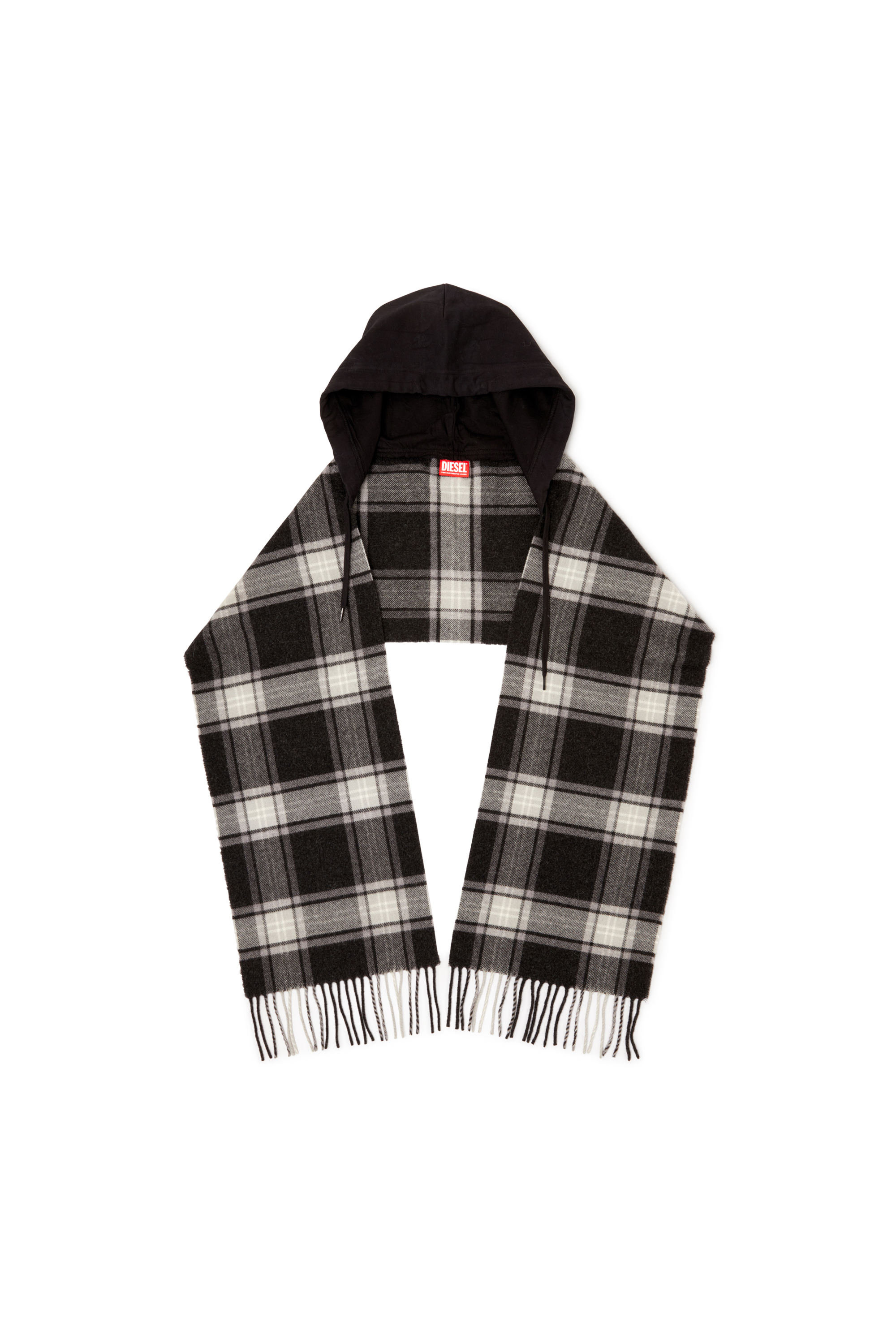 Diesel - S-CARHOOD, Sciarpa con cappuccio in misto lana con frange Uomo in Multicolor - 1