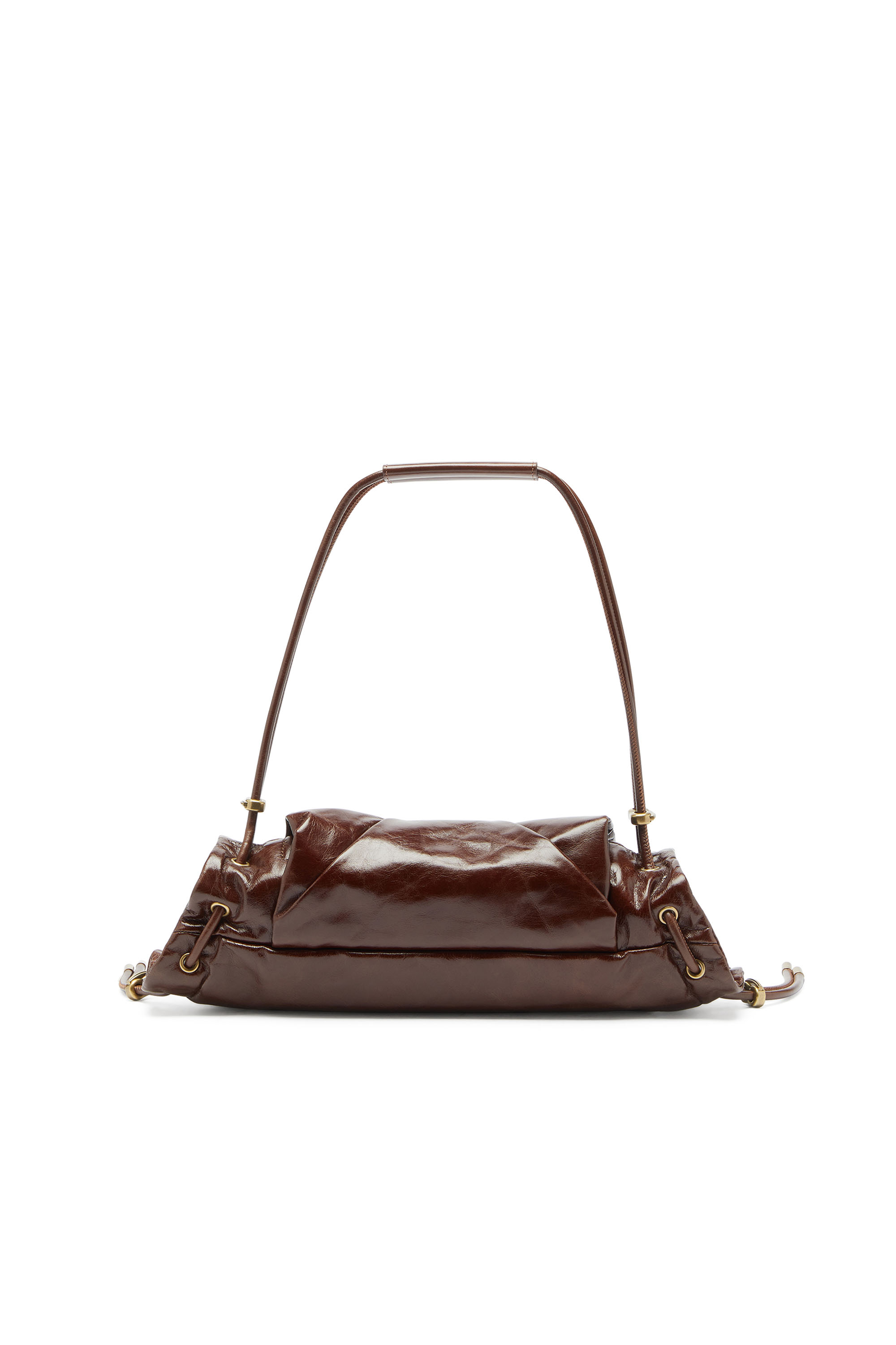 Diesel - SCRUNCH-D SHOULDER S, Scrunch-D-Borsa a spalla piccola arricciata in pelle lucida Donna in Marrone - 2