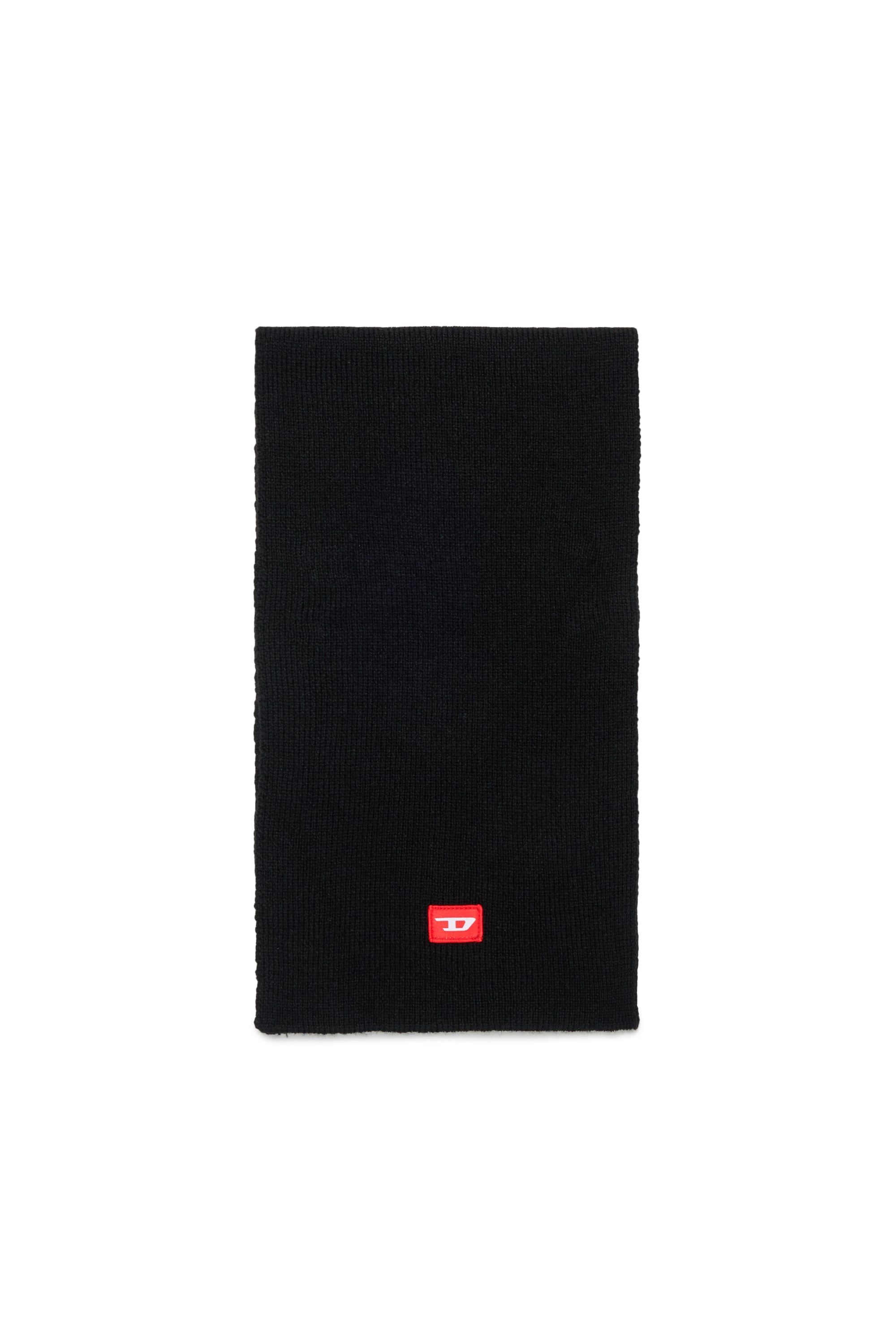 Diesel - RLOT, Sciarpa in misto lana con patch logo D Unisex in Nero - 1