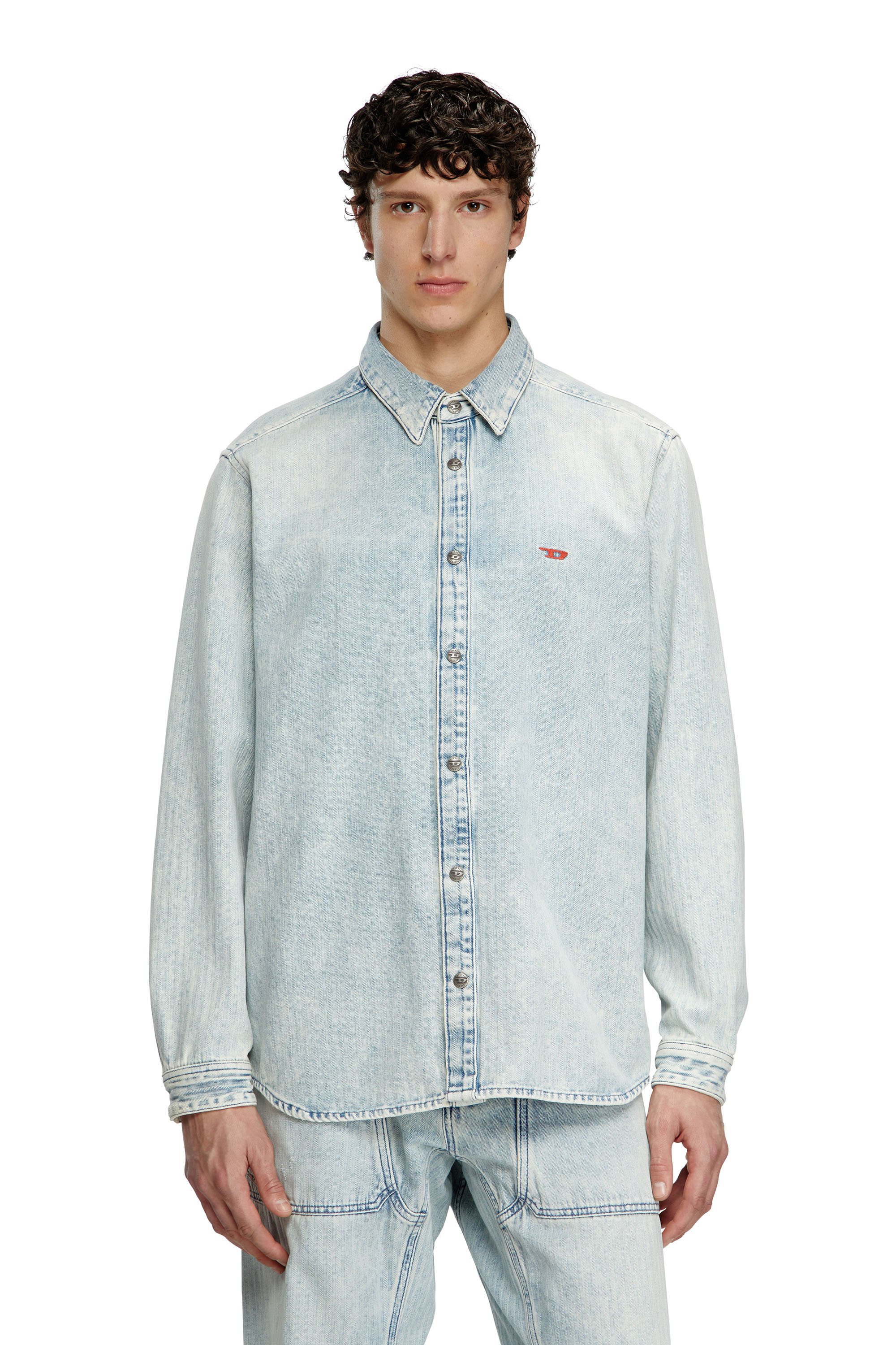 Diesel - D-SIMPLY, Camicia in denim herringbone Uomo in Blu - 1