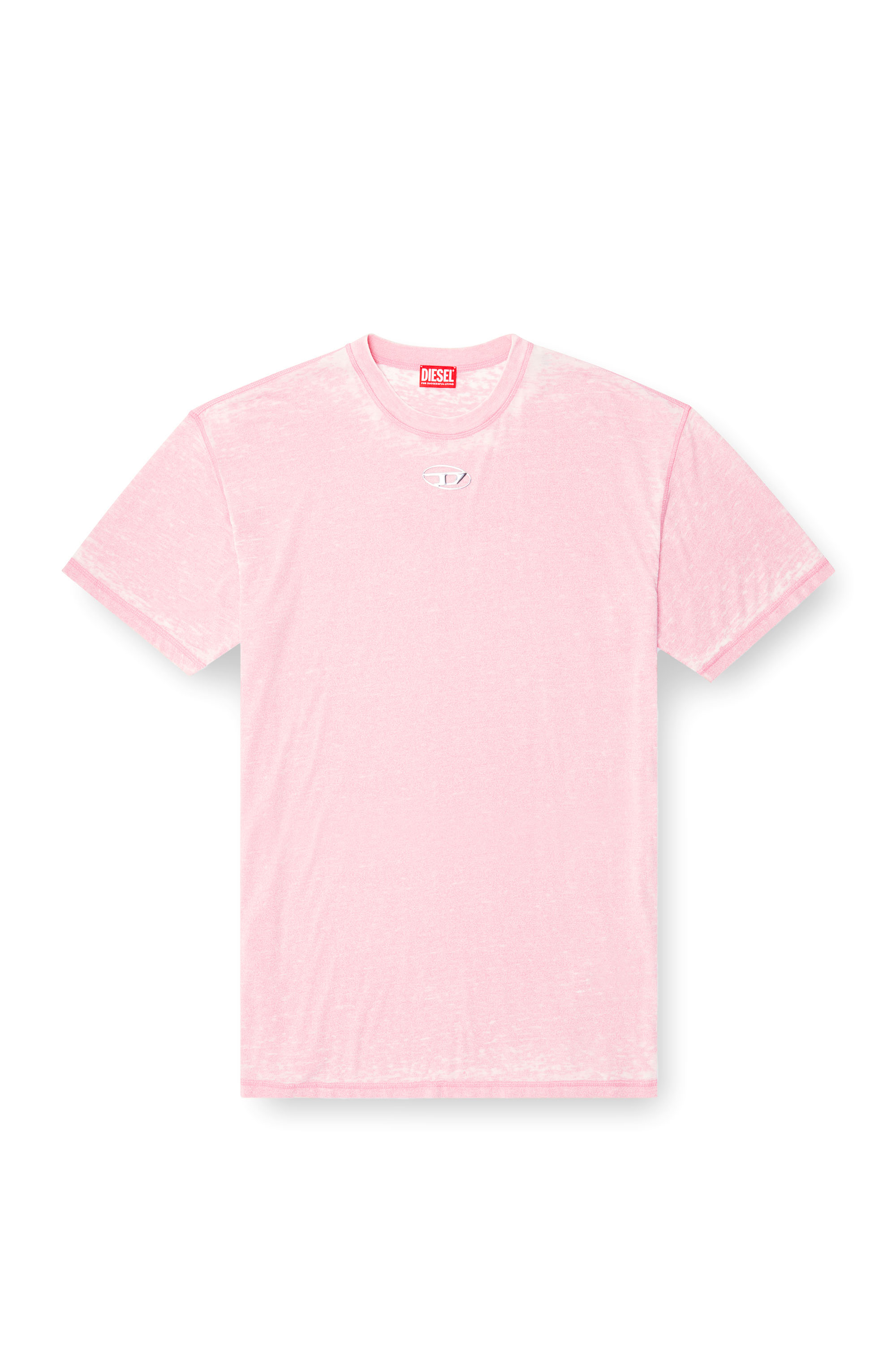 Diesel - T-BOXT-PAK, T-shirt con burnout e logo effetto cromato Uomo in Rosa - 3