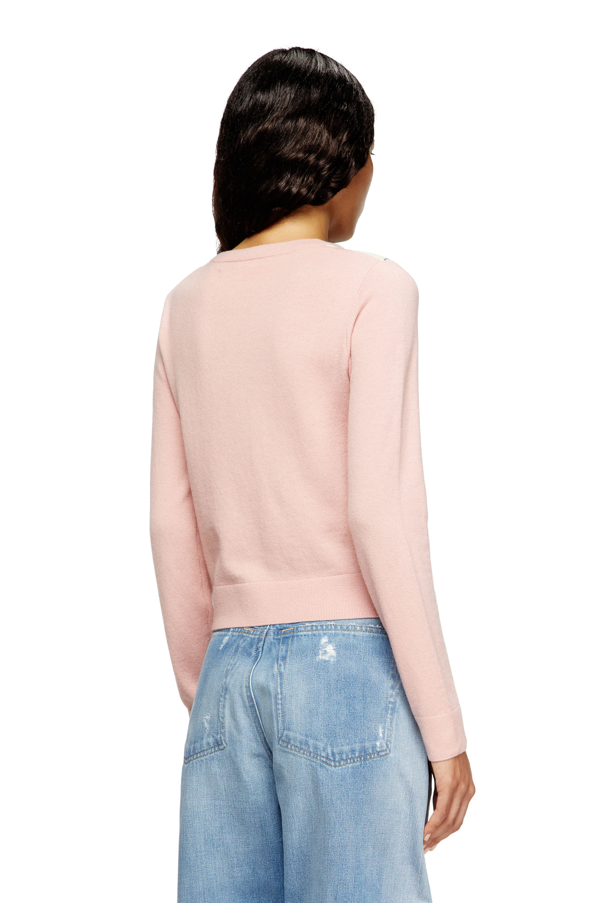 Diesel - M-ROMKO-LS, Maglia a rombi in lana con cut-out Donna in Rosa - 4