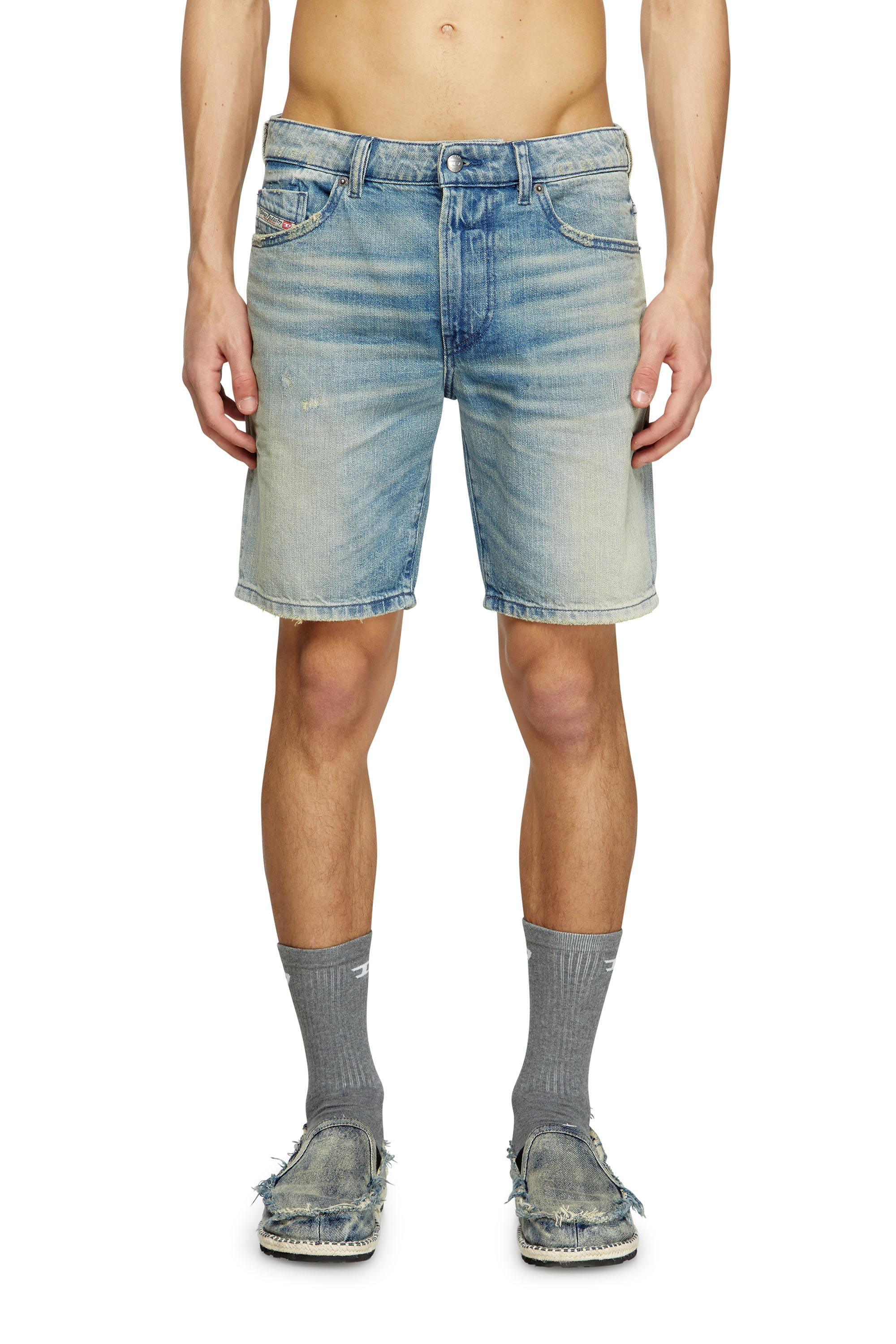 Diesel - D-FIN, Short in denim effetto vissuto Uomo in Blu - 3