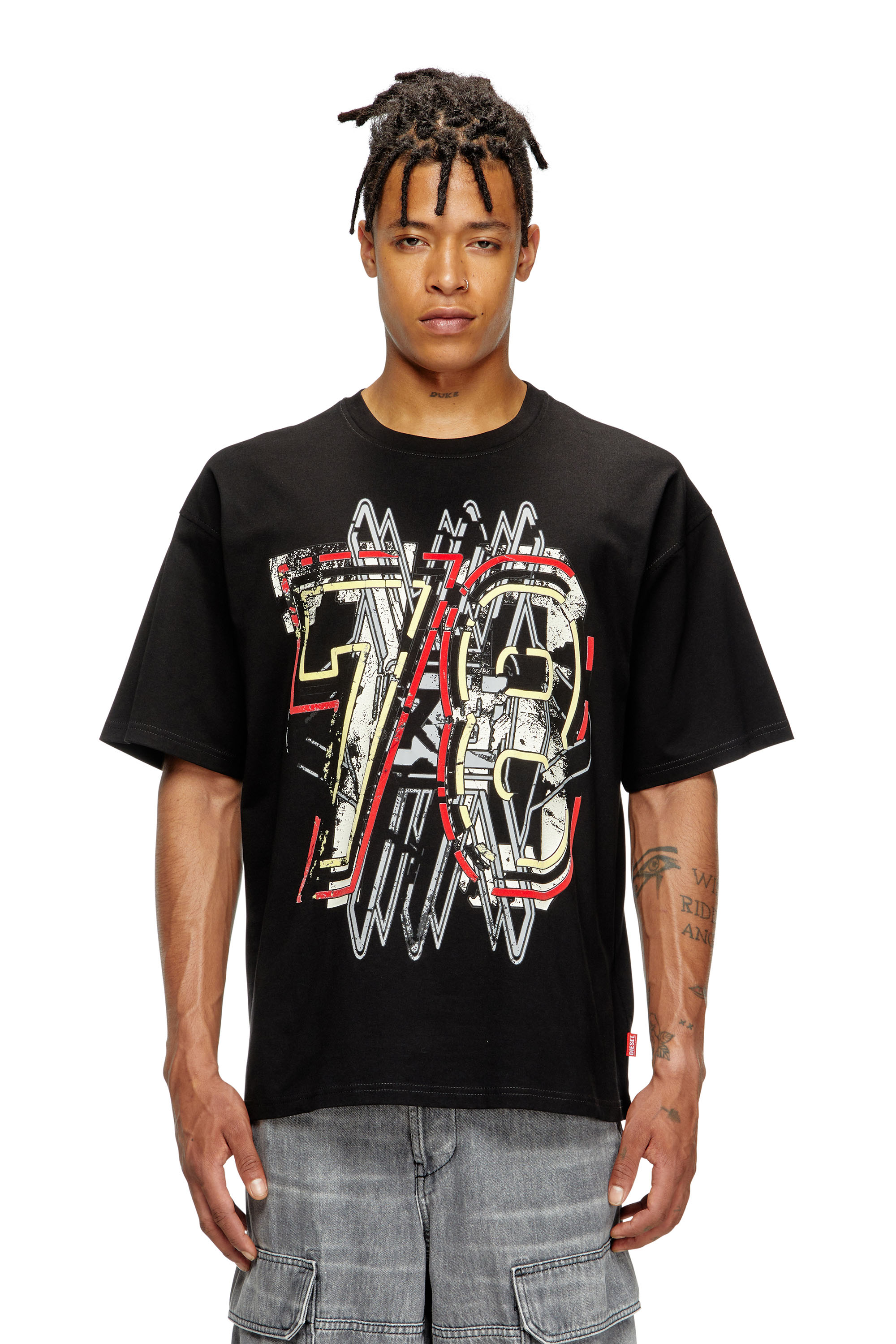 Diesel - T-BOXT-T8, T-shirt con stampa 78 Uomo in Nero - 3