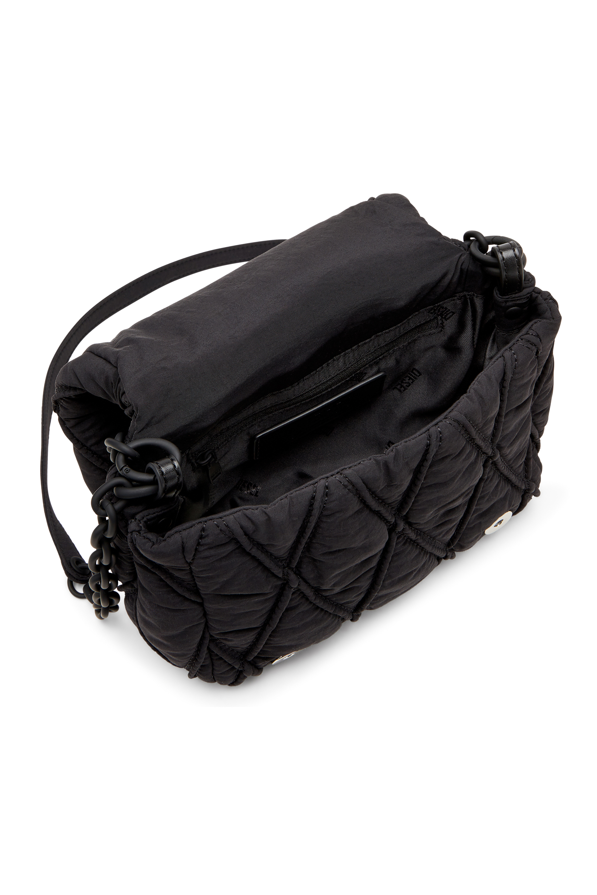 Diesel - CHARM-D SHOULDER S, Charm-D S-Borsa a spalla piccola in nylon trapuntato Donna in Nero - 4