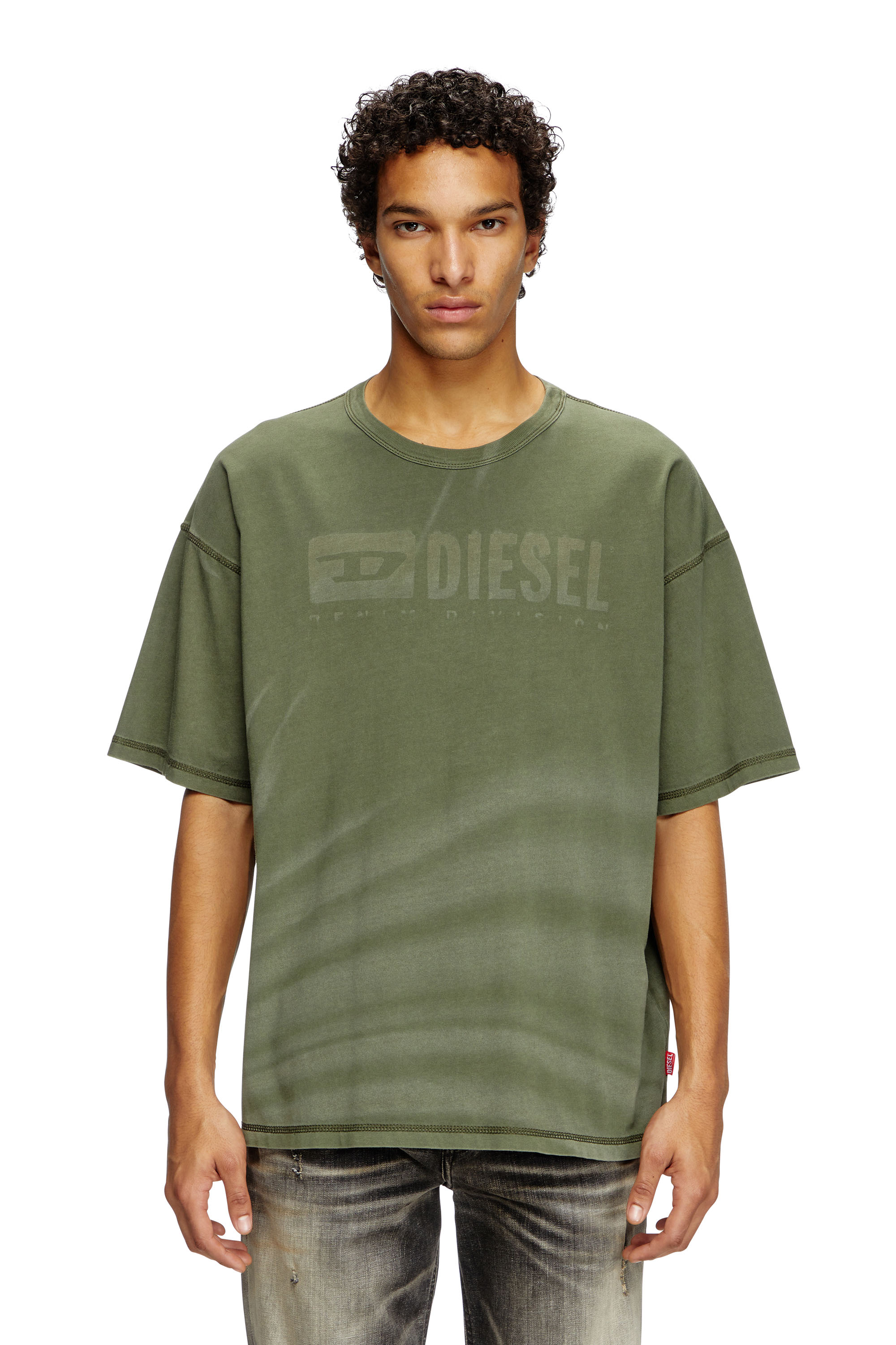 Diesel - T-ADJUST-R13, T-shirt con effetti sfumati laser Uomo in Verde - 1