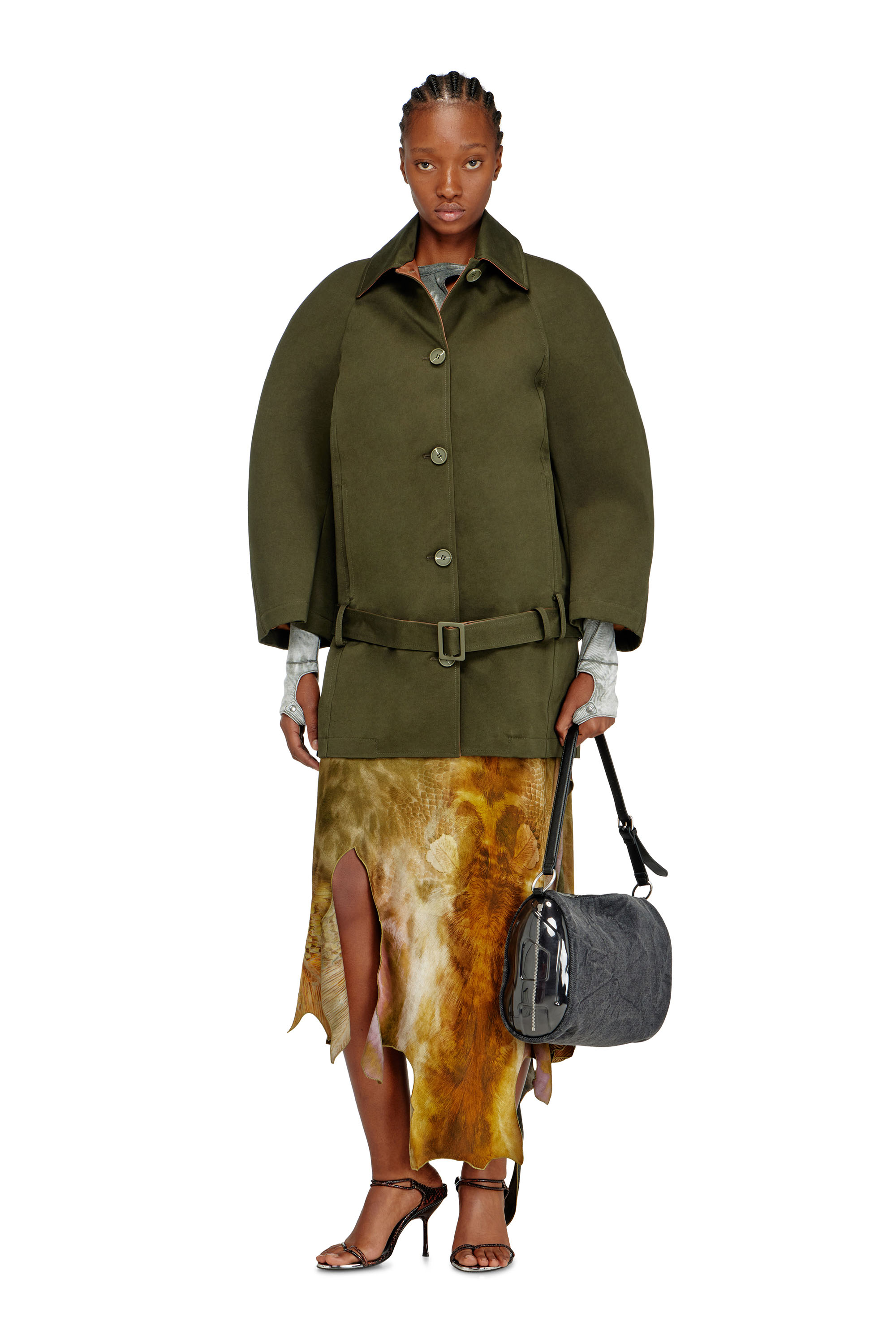 Diesel - O-TORN, Gonna lunga asimmetrica in raso stampato Donna in ToBeDefined - 1