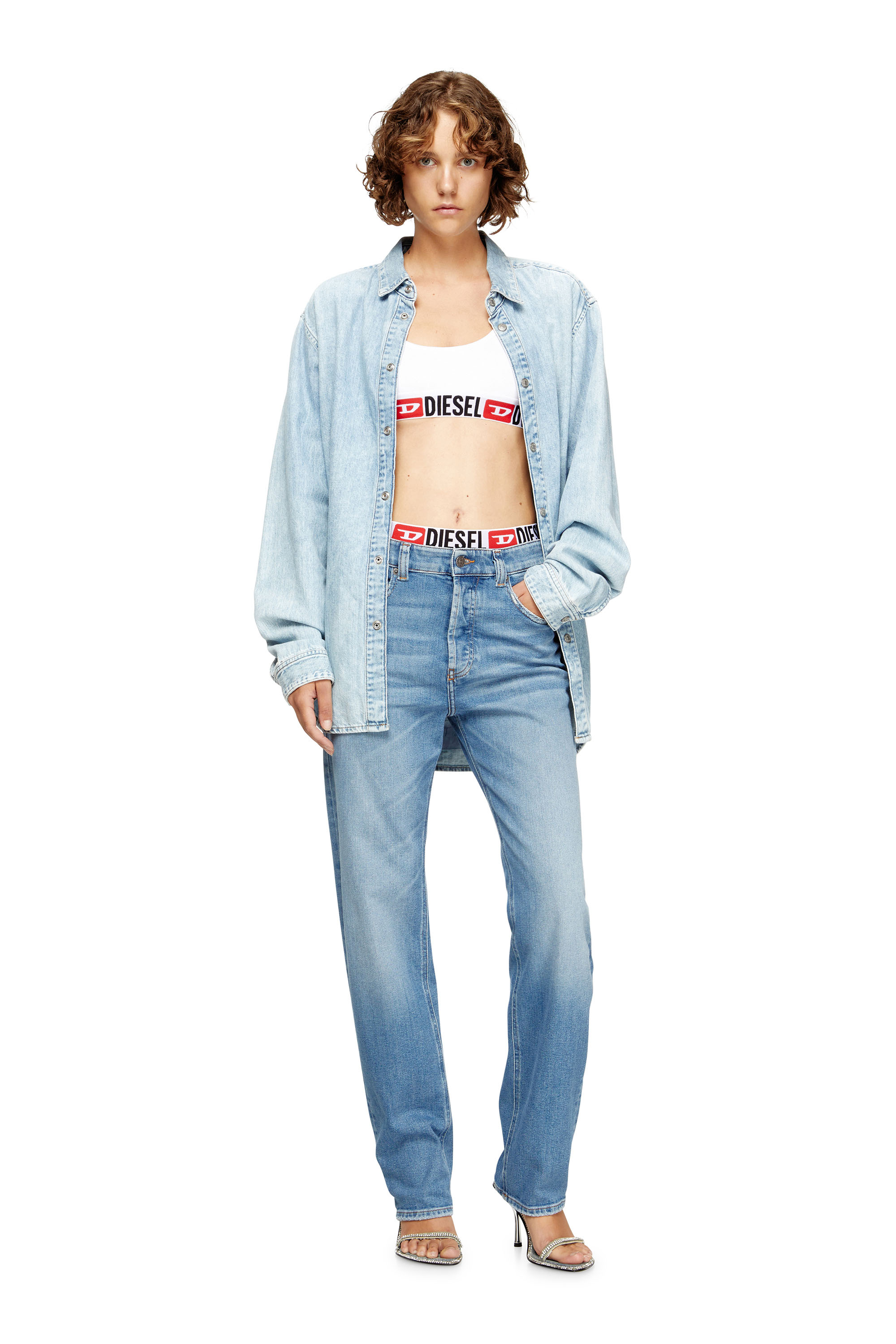 Diesel - UFSB-ORIBA, Bralette con fascia logata Donna in Bianco - 6