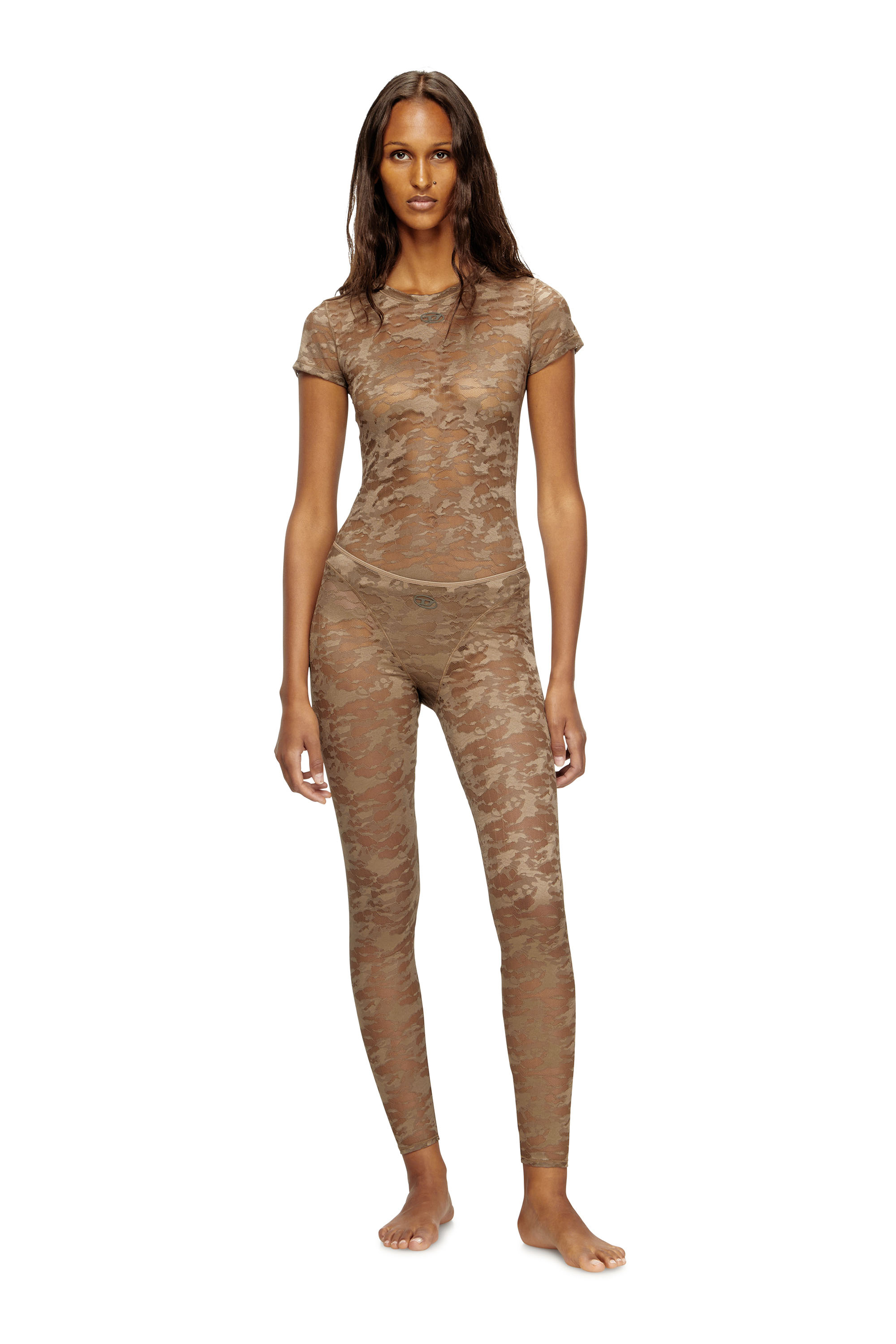 Diesel - KASIA-UTLT, T-shirt in pizzo camouflage Donna in Marrone - 2