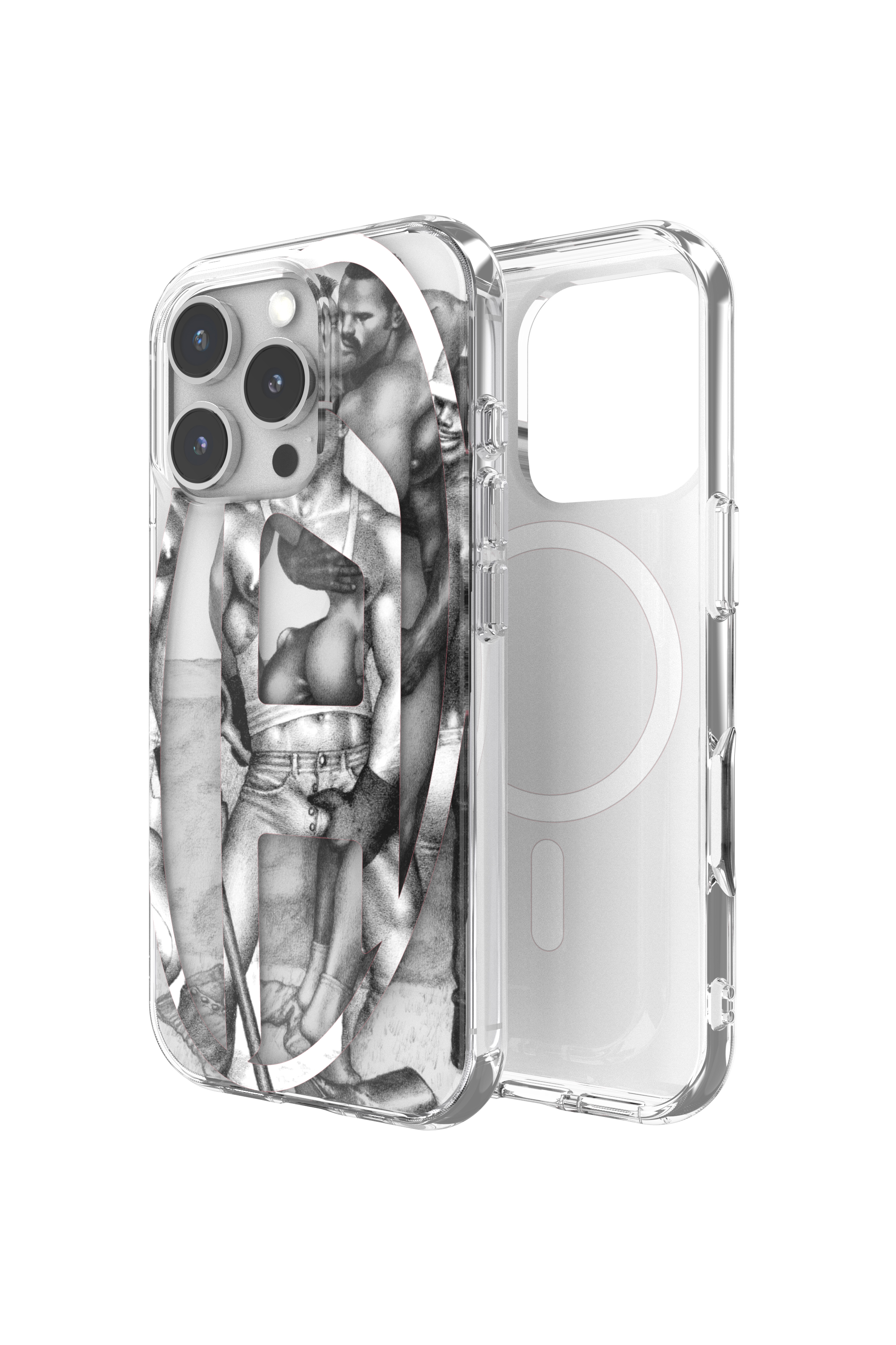 Diesel - 60388 DIESEL TOM OF FINLAND AOP CASE, Cover iPhone 16 Pro ToFF Unisex in Grigio - 1