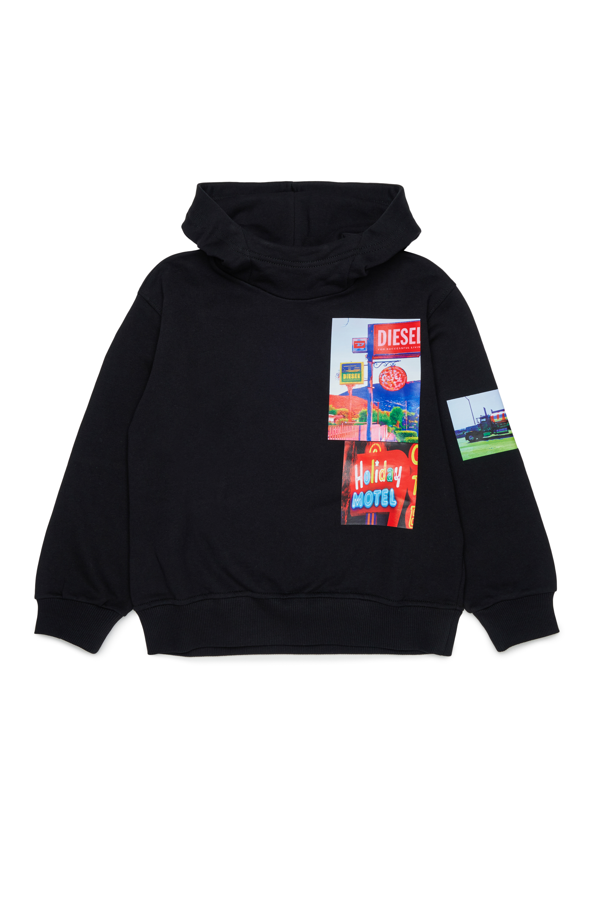 Diesel - SFORMY OVER, Hoodie con stampe Uomo in Nero - 1