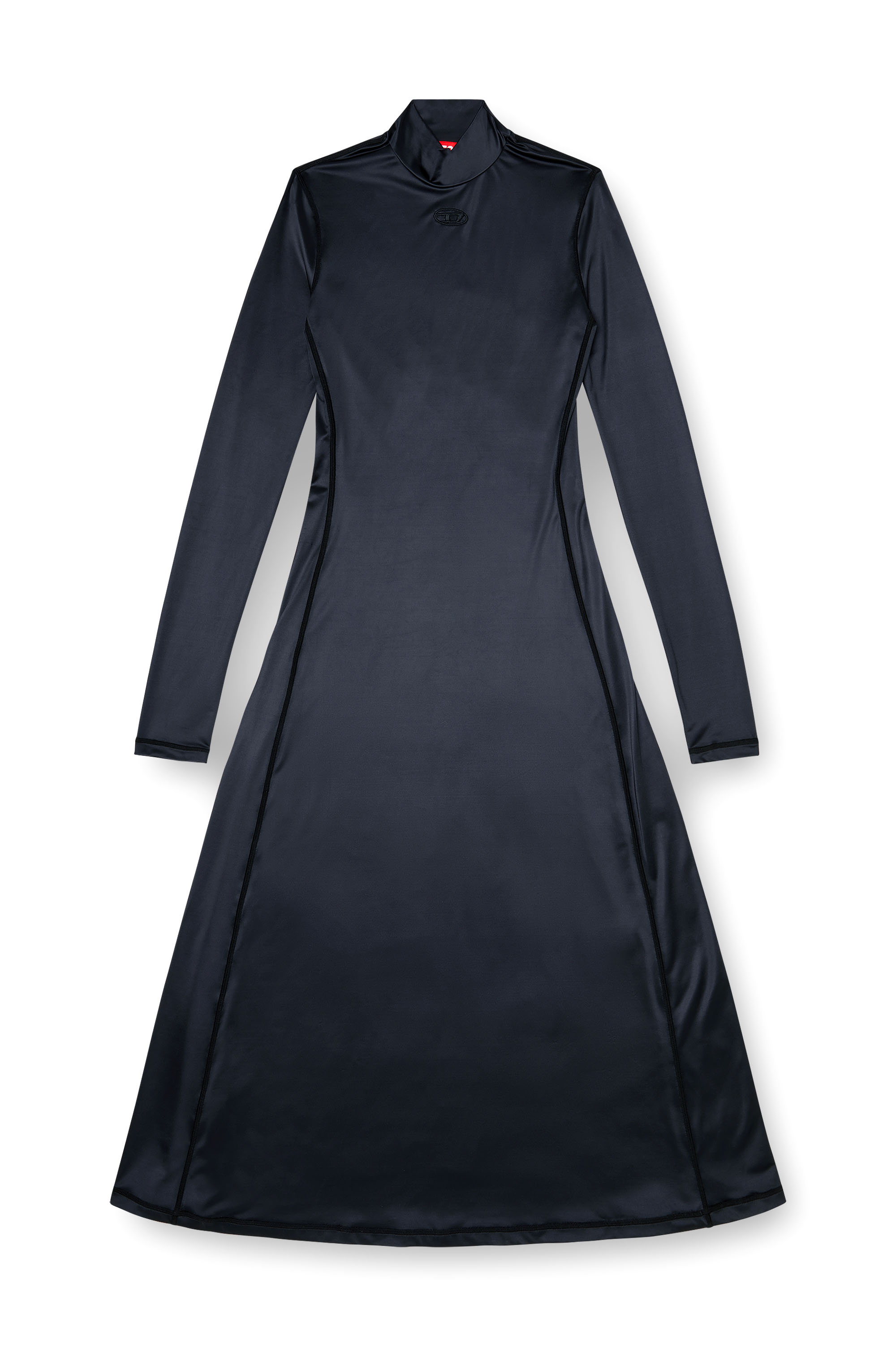 Diesel - D-UNGO, Woman's Fluid midi dress with turtle neck in Black - 1