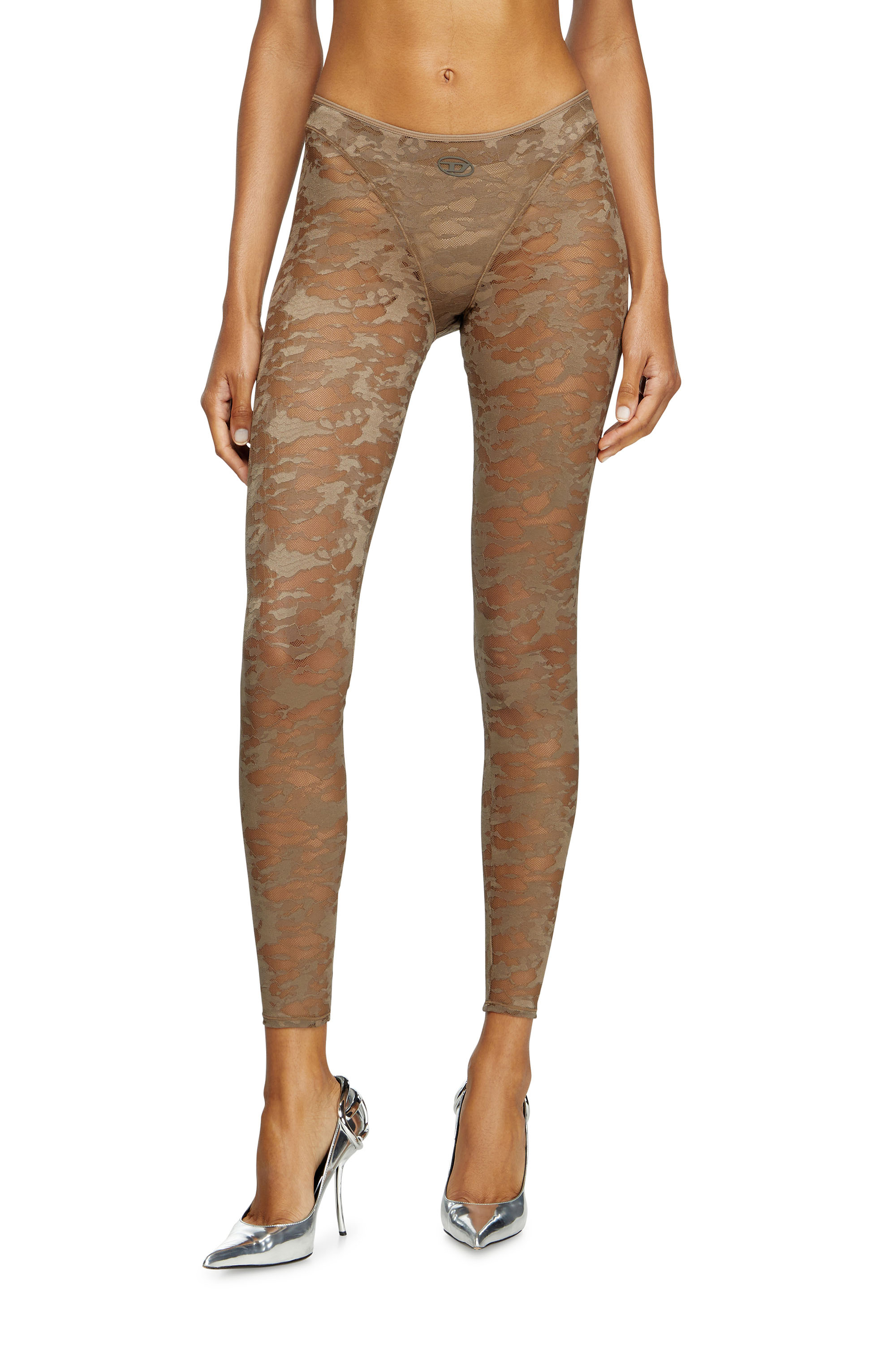 Diesel - CLAIRE-UTLT, Leggings in pizzo camouflage Donna in Marrone - 2