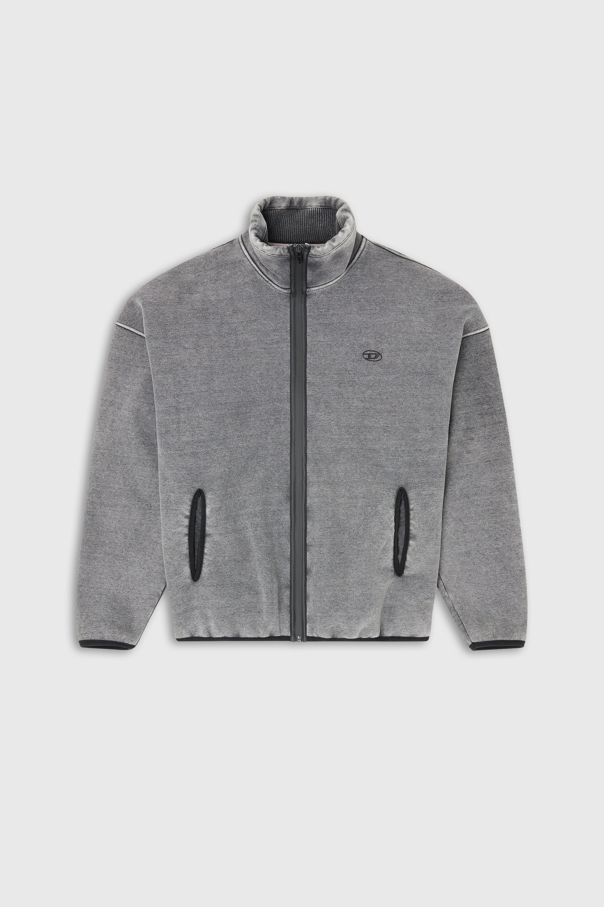 Diesel - S-BATY-NEW, Felpa con chiusura a zip e rivestimento interno Uomo in Grigio - 2