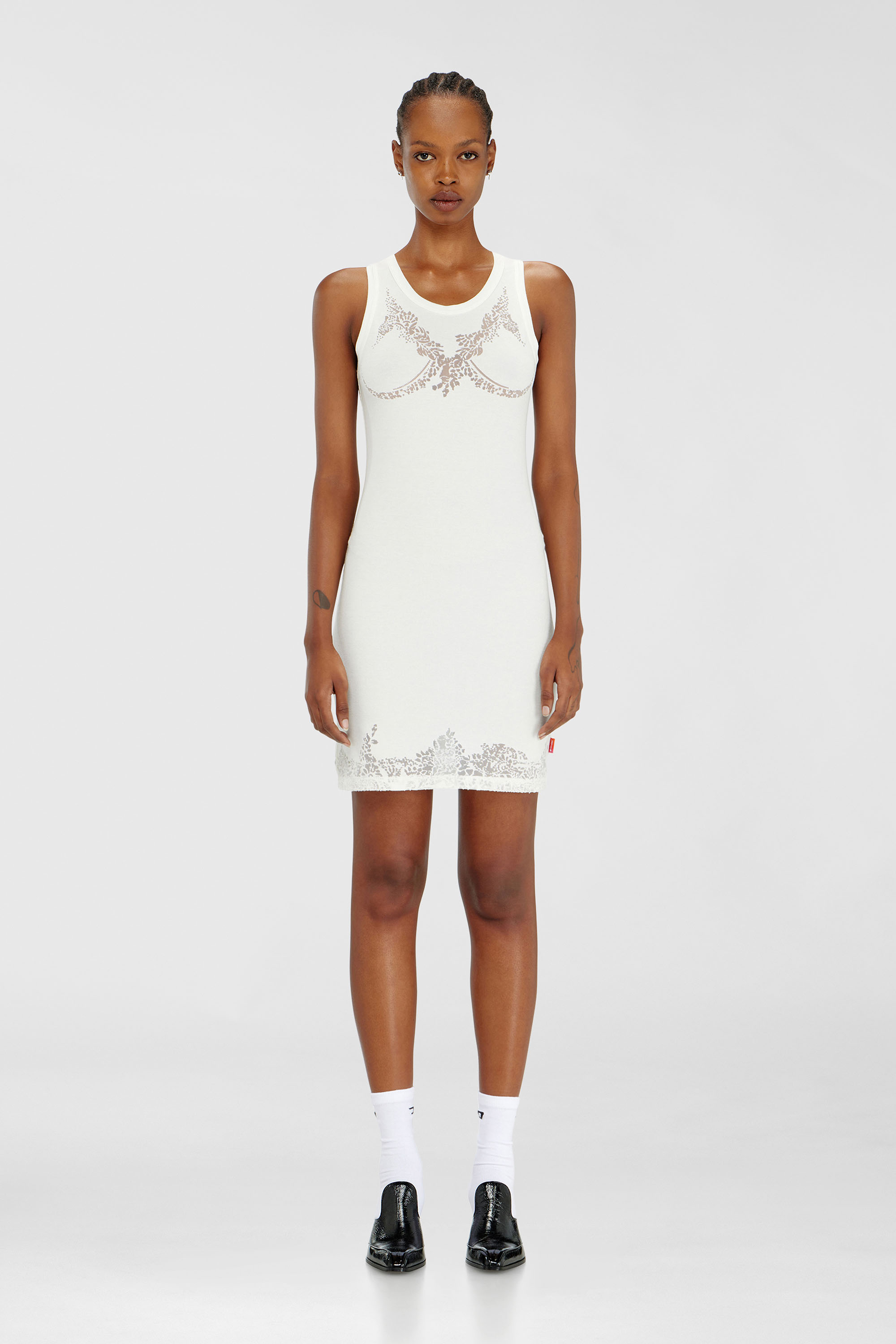 Diesel - PR-D-ANKI-LACE-R, Abito canotta effetto pizzo devor&eacute; Donna in Bianco - 3