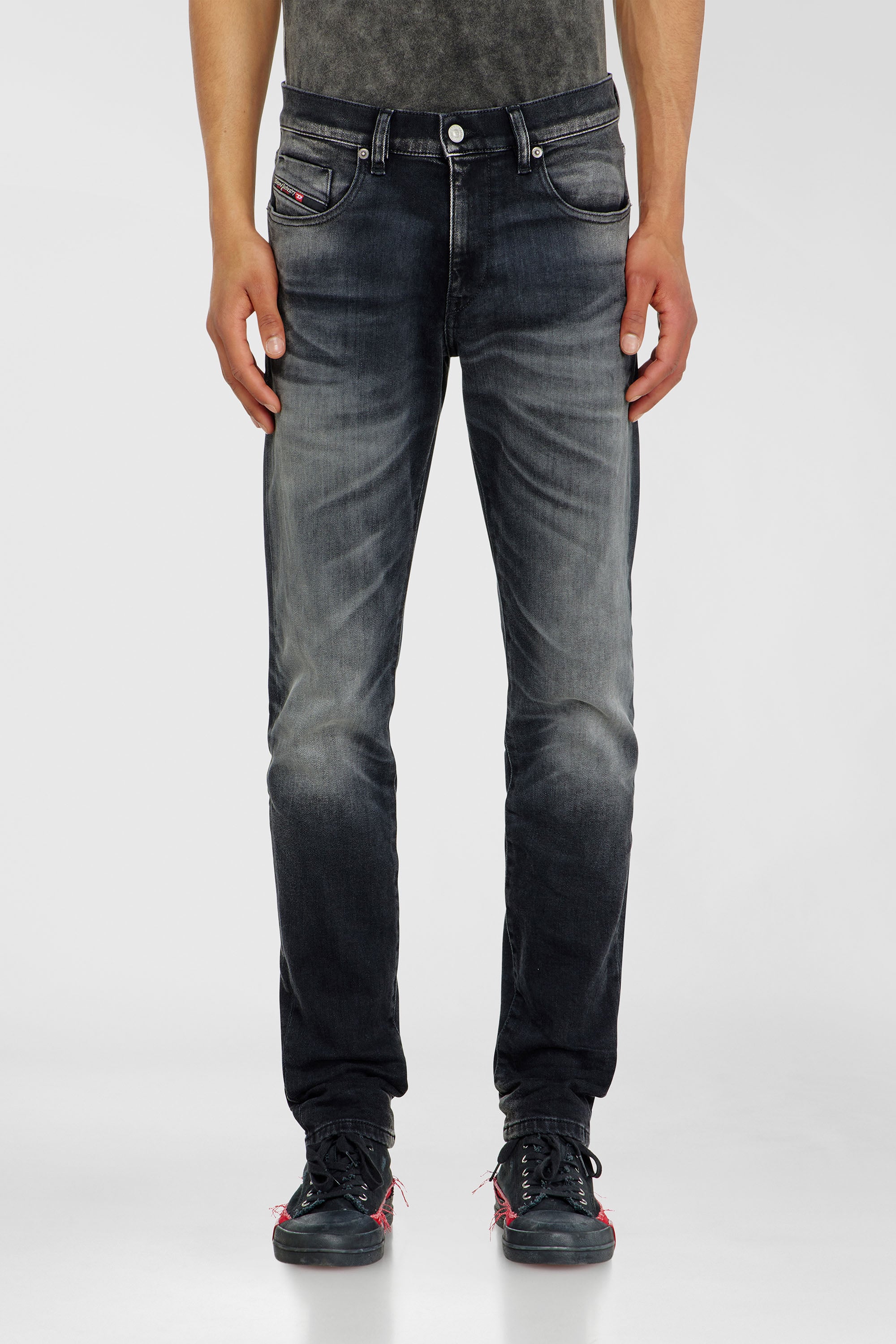 Diesel - Slim Jeans 2019 D-Strukt 09P38 Uomo, Nero/Grigio scuro - Image 1