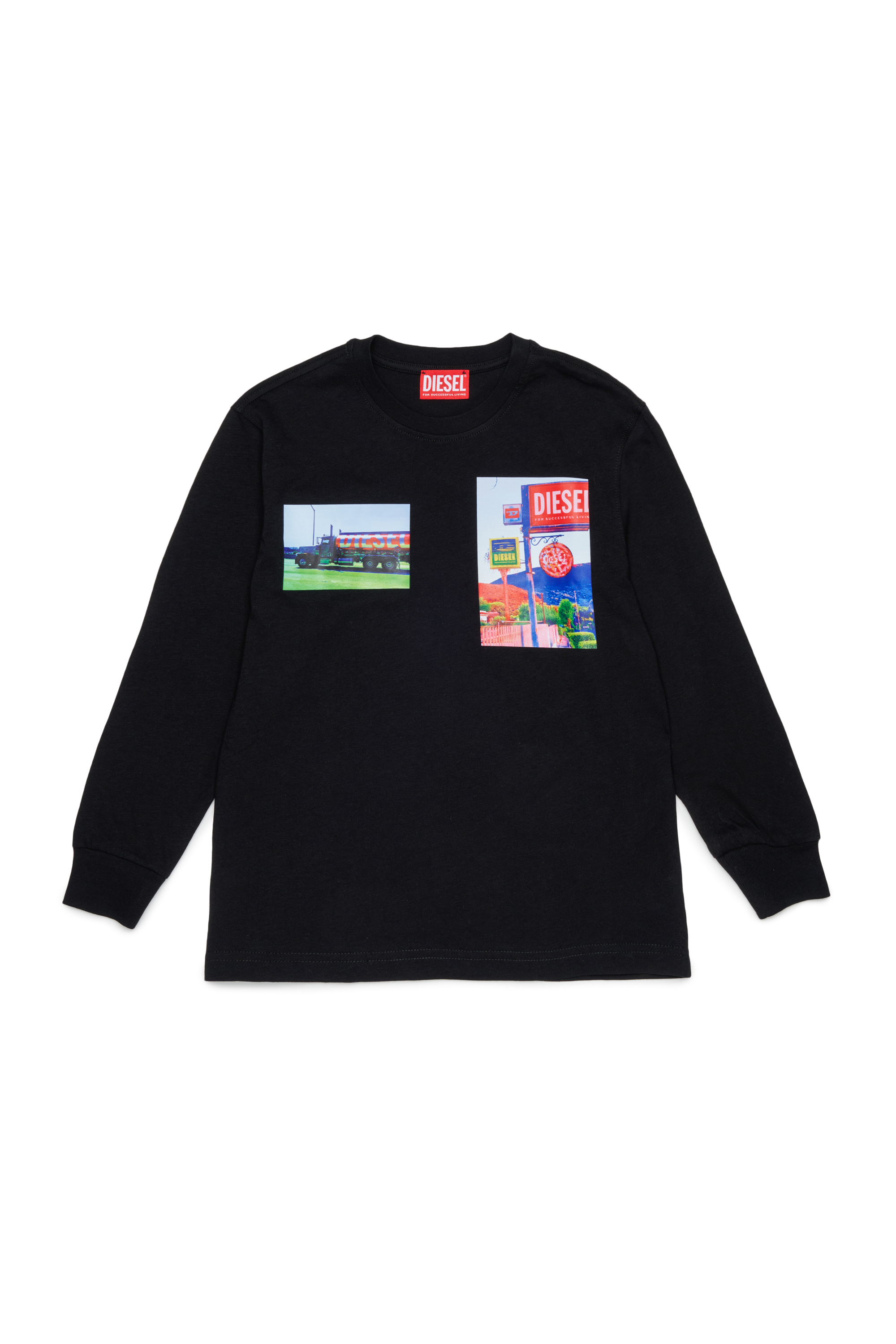Diesel - TFORMY OVER, T-shirt a manica lunga con stampa foto Uomo in Nero - 1
