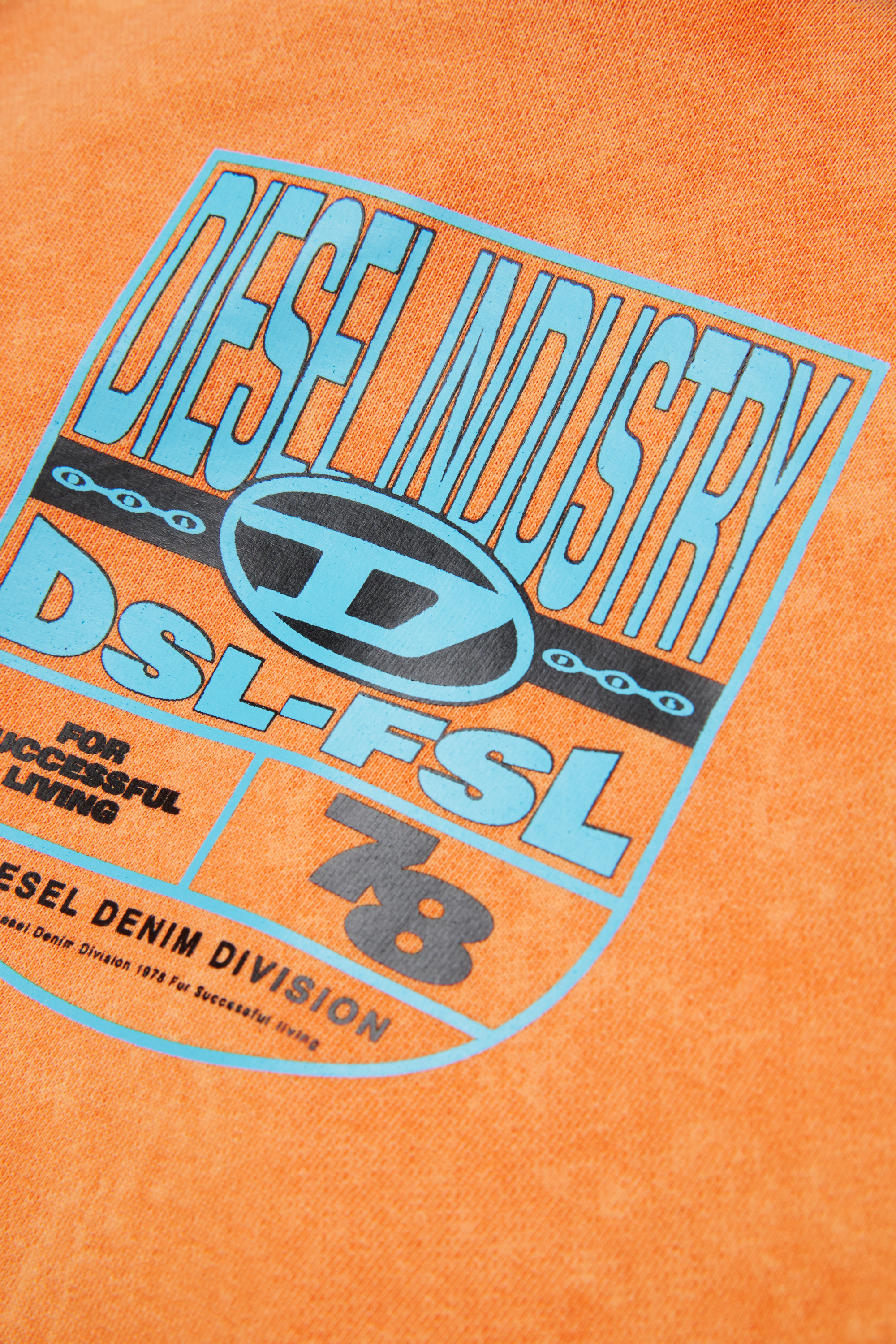 Diesel - SPRIDHOOD OVER, Felpa con cappuccio marmorizzata con grafica del logo Uomo in Arancione - 4