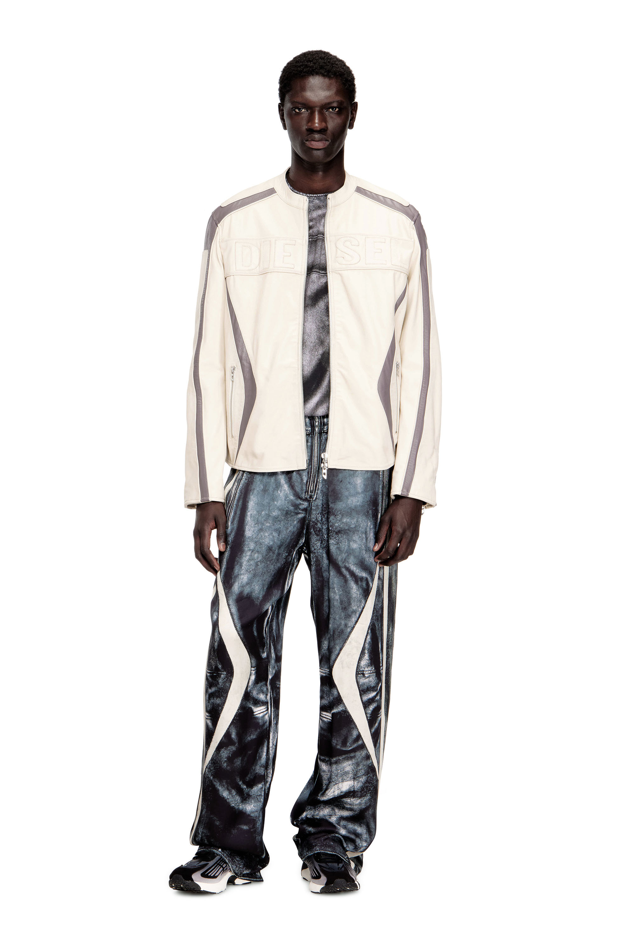 Diesel - L-ADAM, Giacca biker in pelle color-block Uomo in ToBeDefined - 2