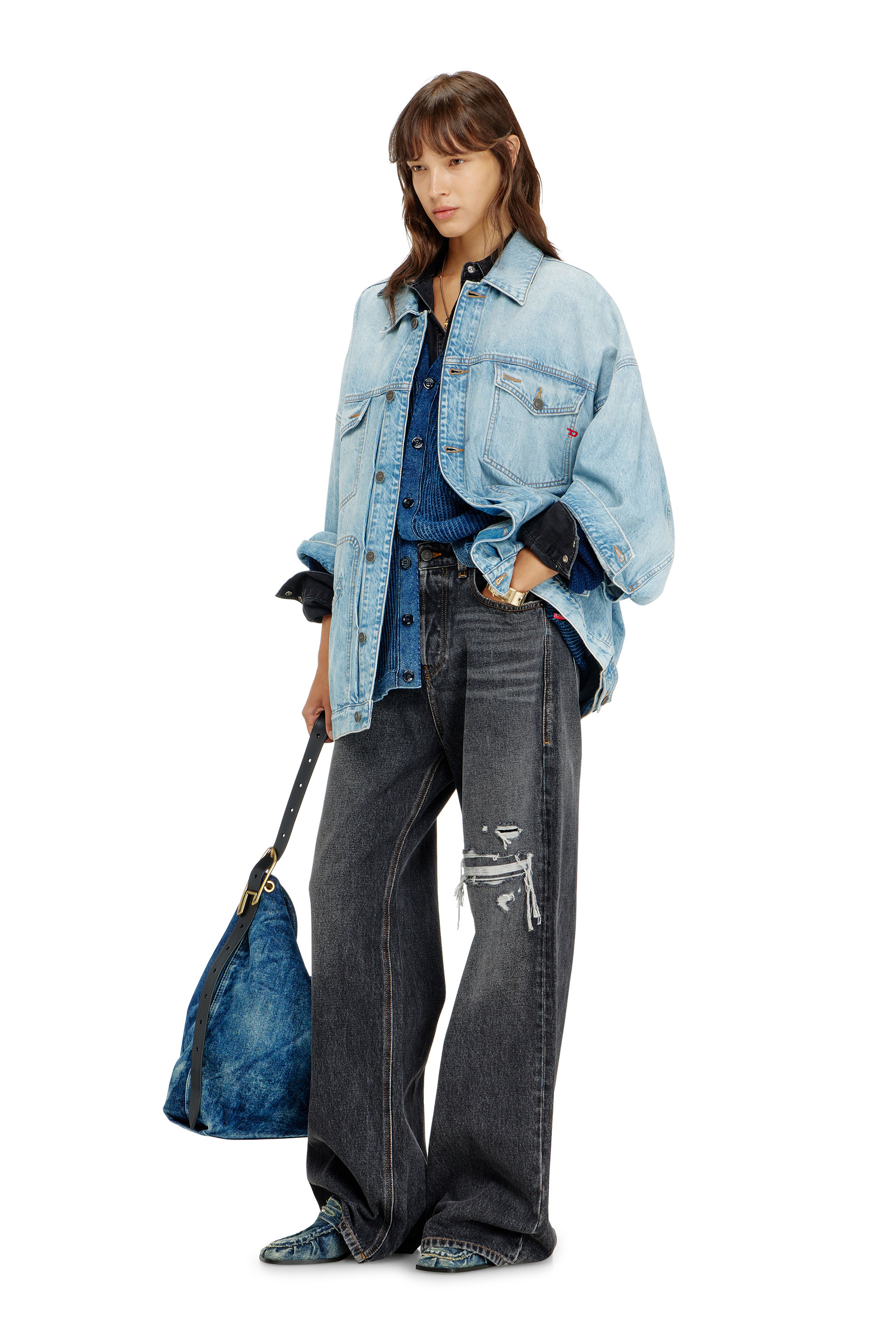 Diesel - DE-LIN, Giacca workwear in denim oversized Donna in Blu - 2
