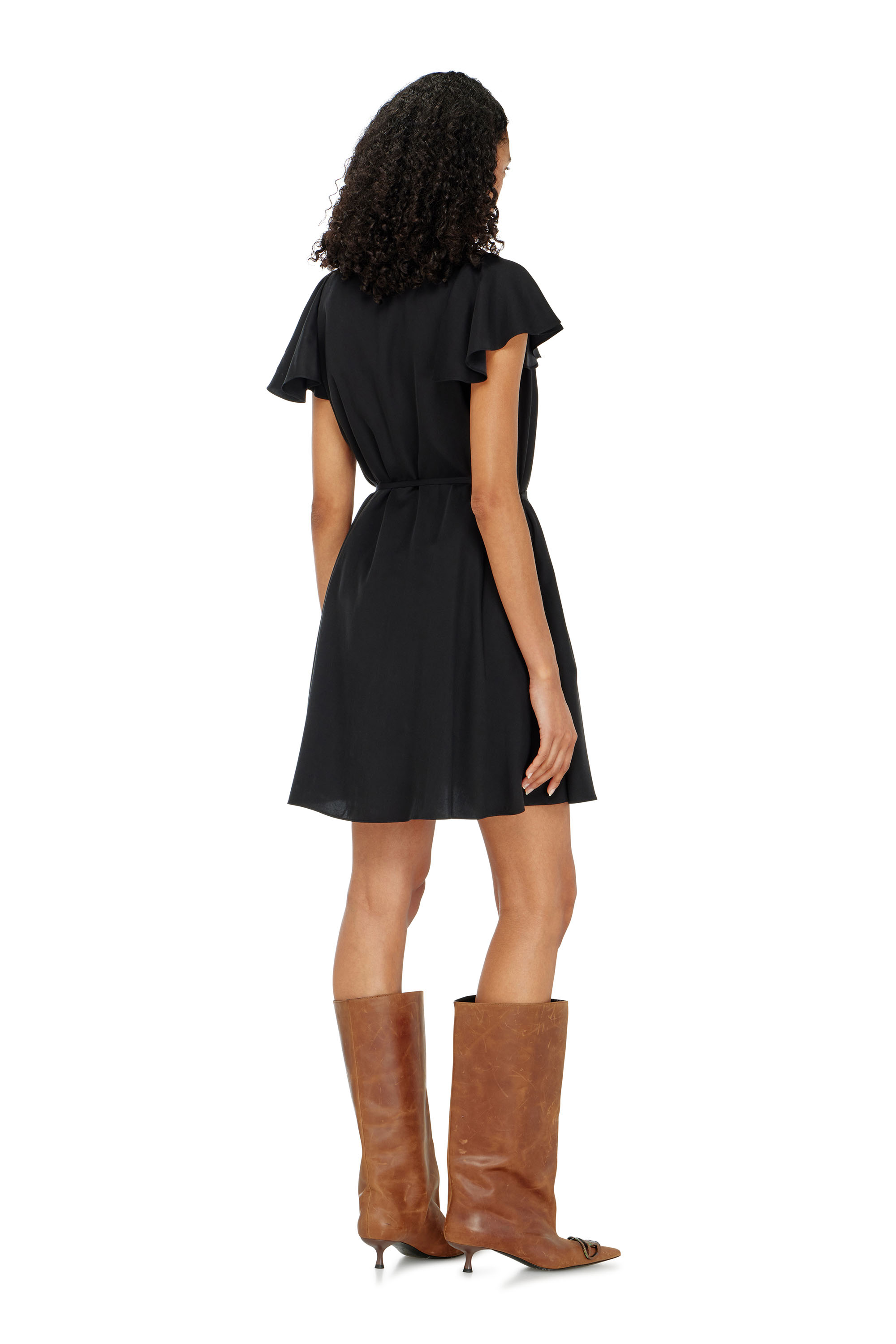 Diesel - D-AIKIRI, Abito in cupro con scollo a V e bottoni frontali Donna in Nero - 4
