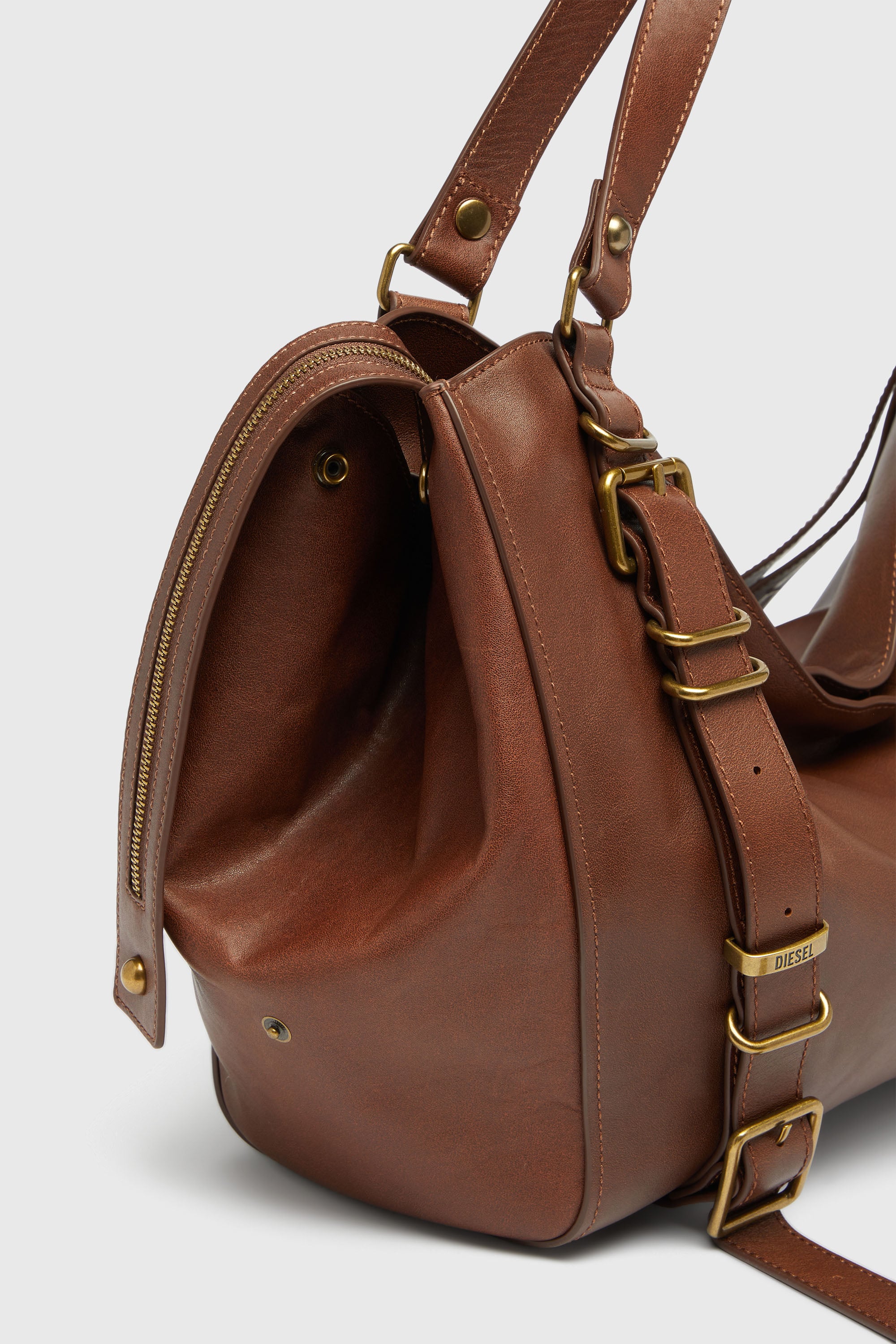 Diesel - D-ONE TOPHANDLE L, D-One-Borsa grande a mano in pelle trattata Unisex in Marrone - 6